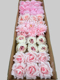 60 PCS All Pink Assorted Artificial Flower Heads (AP1), Peonies, Rose, Dahlia, Carnation