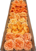 50/60 PCS All Orange Assorted Artificial Flower Heads (AO4), Peonies, Roses & Flame Chrysanthemums