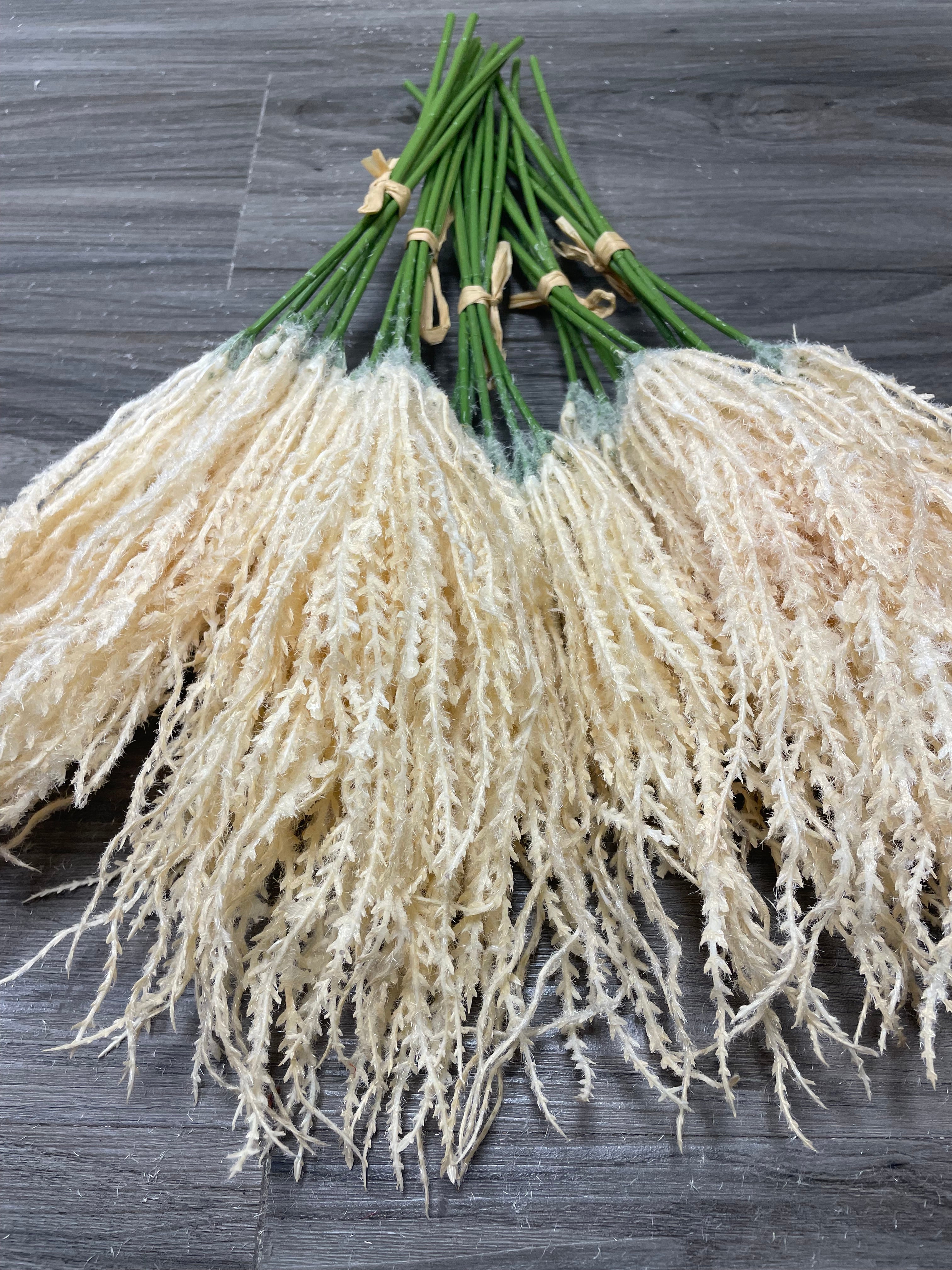 3Bunches/5Bunches Artificial Foxtail Grass Stems, Beige Dried Look, Realistic Hanging Filler for Wedding & DIY Decor (AF5)