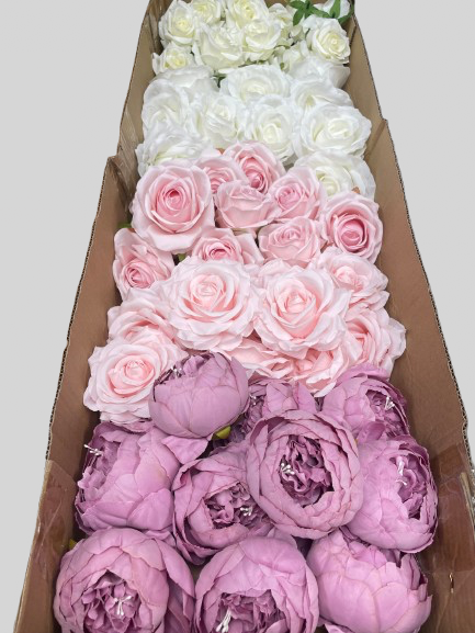 50/60 PCS Artificial Flower Heads(GS1) – Mixed Colors for Wedding & DIY Decor