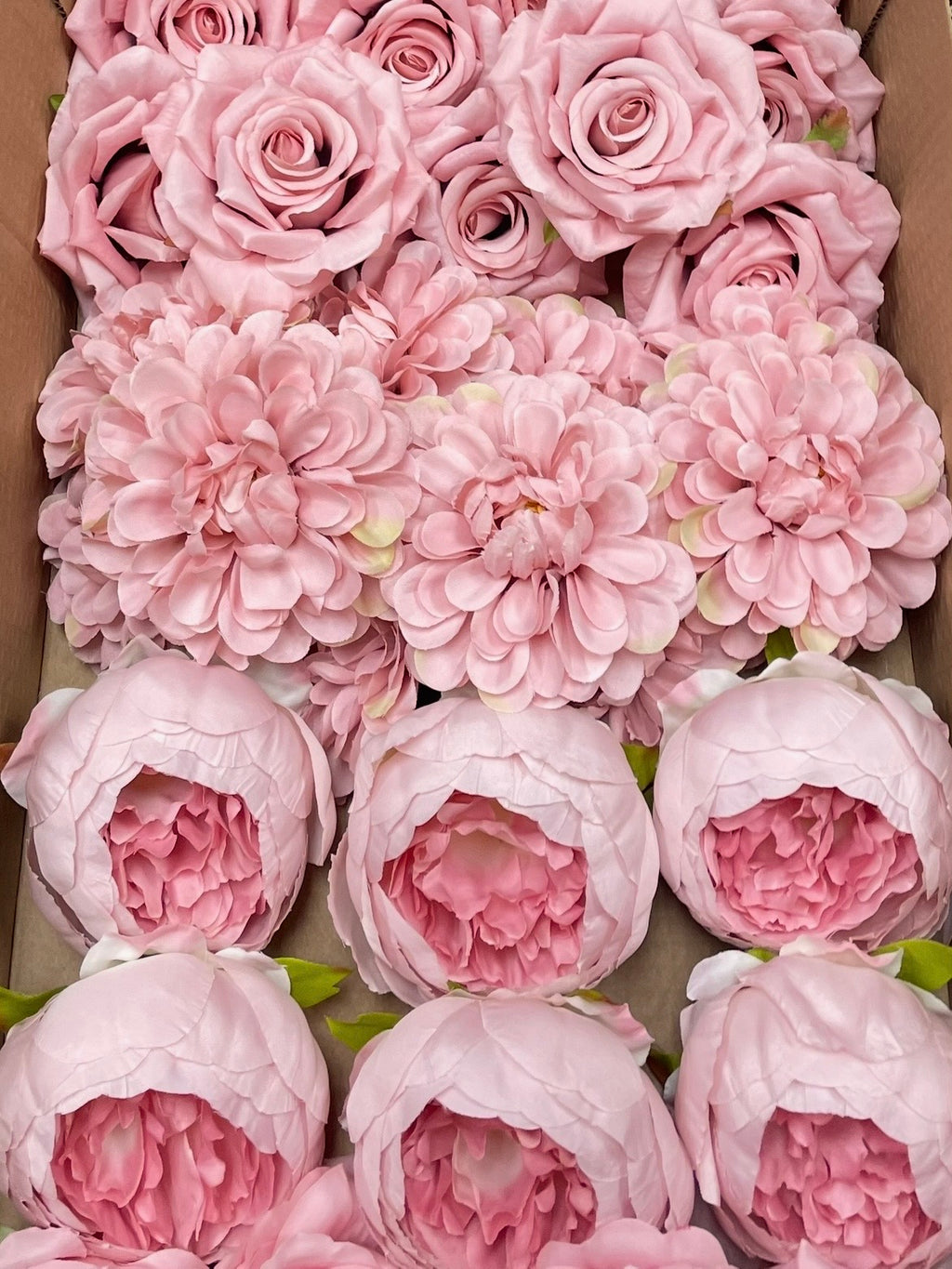 50/60 PCS All Dusty Blush Pink Assorted Artificial Flower Heads (AD3), Peonies, Roses & Dahlias