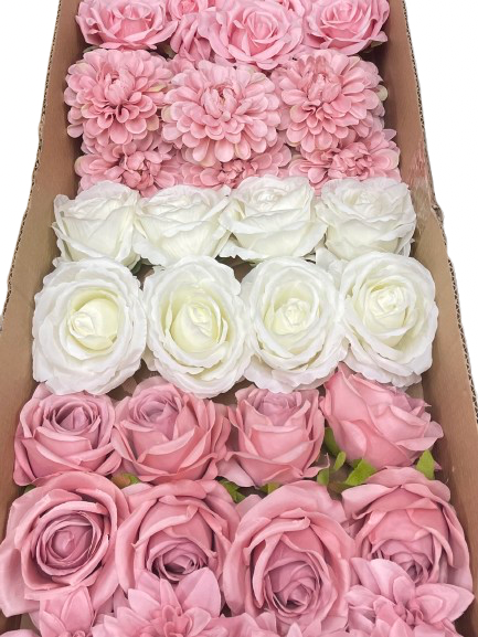 50/60 PCS Artificial Flower Heads (ES2AB), Mixed Colors for  Weddings, DIY Floral Decor & Centerpieces