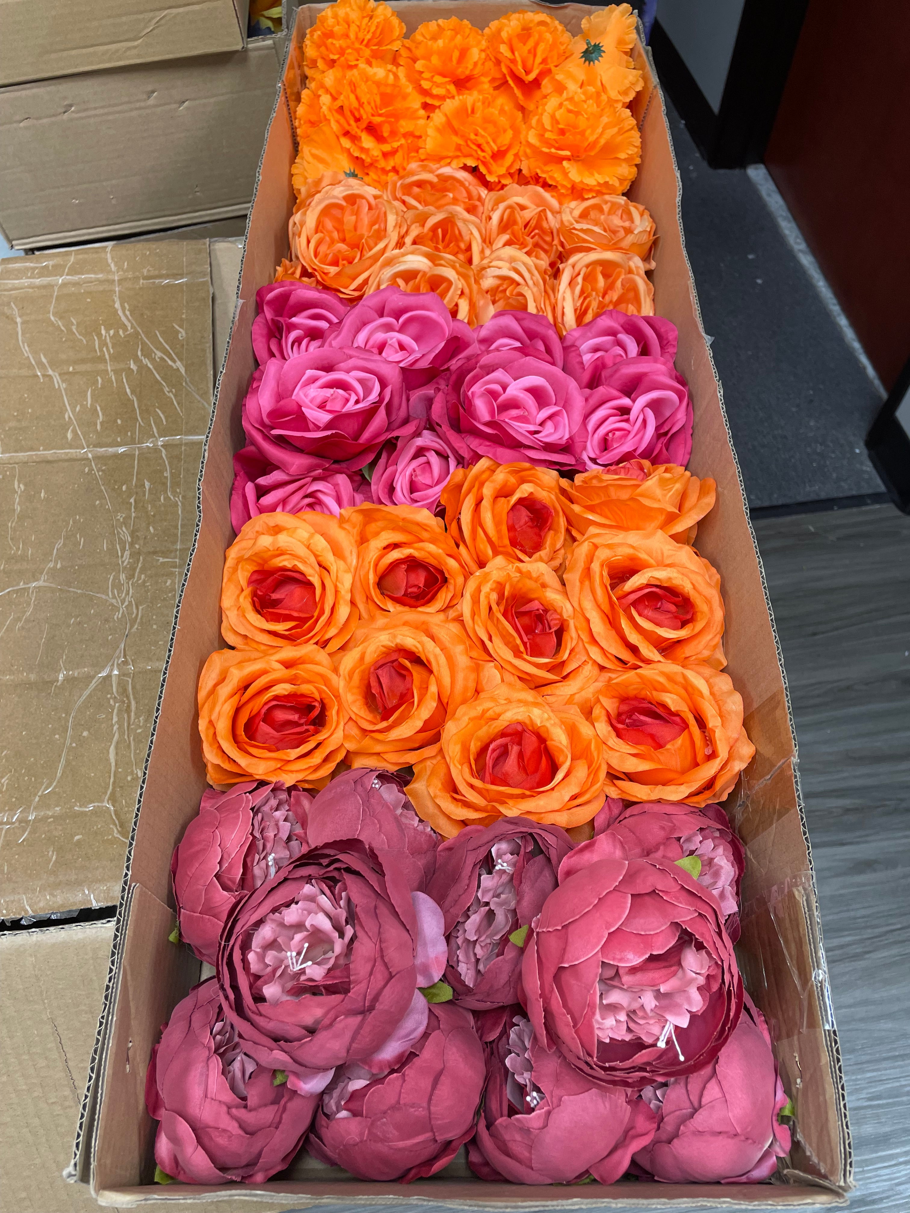 60/70 PCS Artificial Flower Heads(JS2) – Mixed Colors for Wedding & DIY Decor