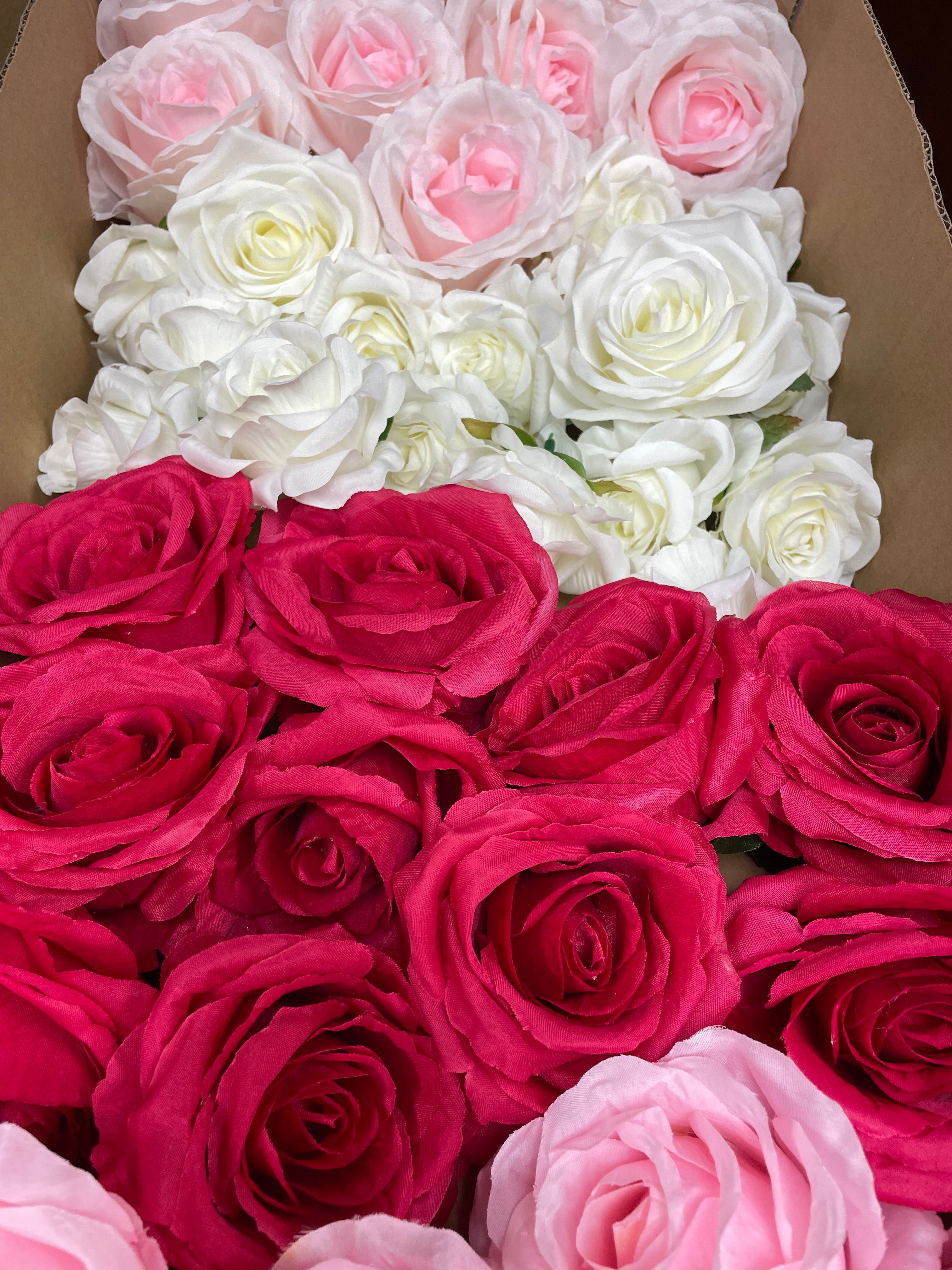 60/70 PCS Artificial Flower Heads (AS1BC), Mixed Colors for Wedding & DIY Decor