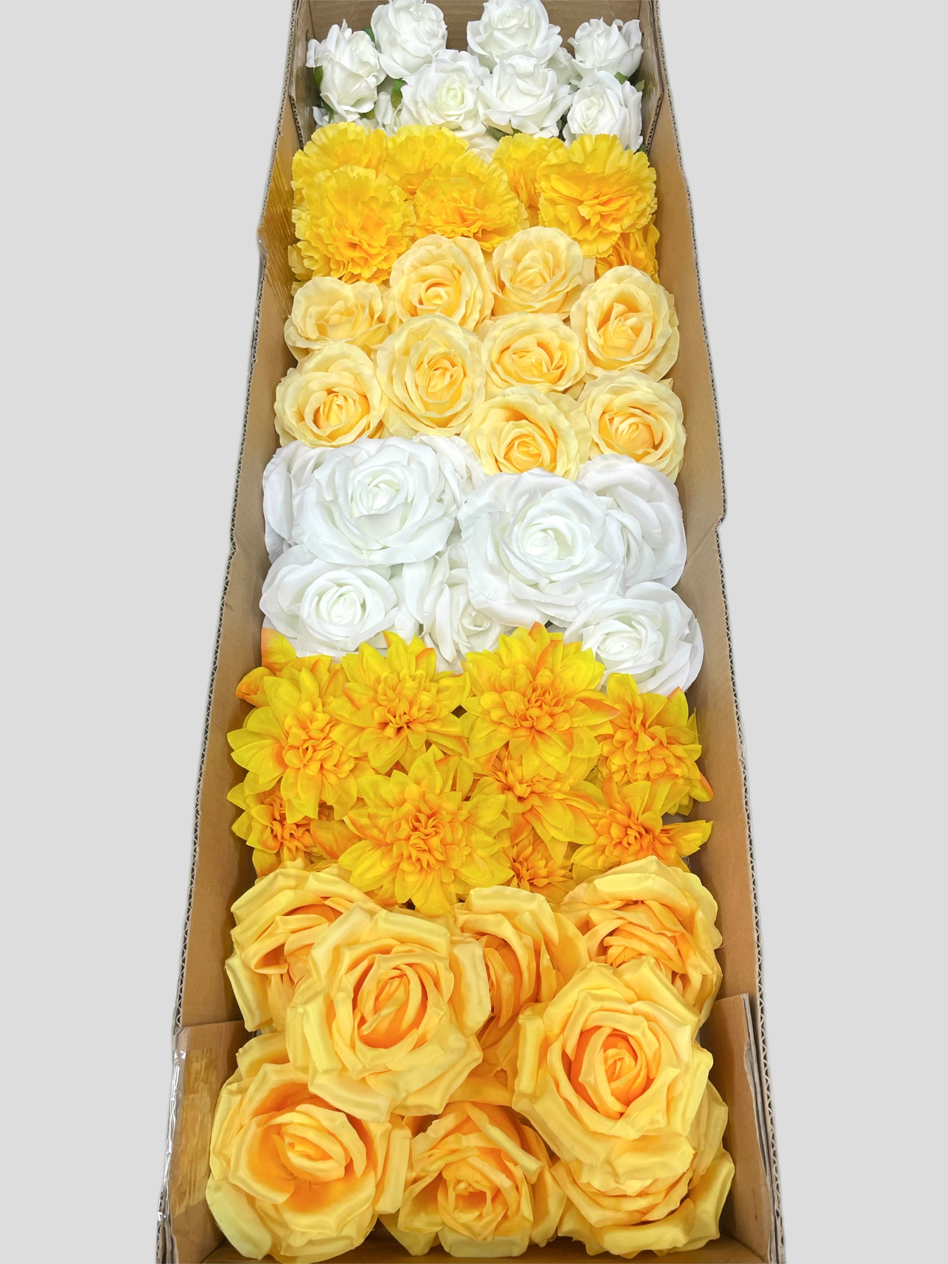 60/70 PCS Artificial Flower Heads (YS1), Mixed Colors for Wedding & DIY Decor
