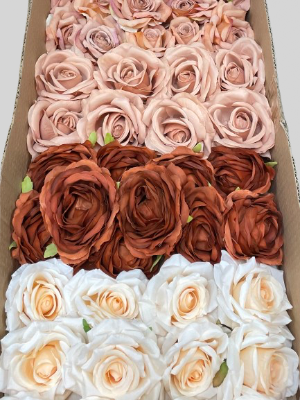 50/60 PCS Artificial Flower Heads (OS2A), Mixed Colors for Wedding & DIY Decor
