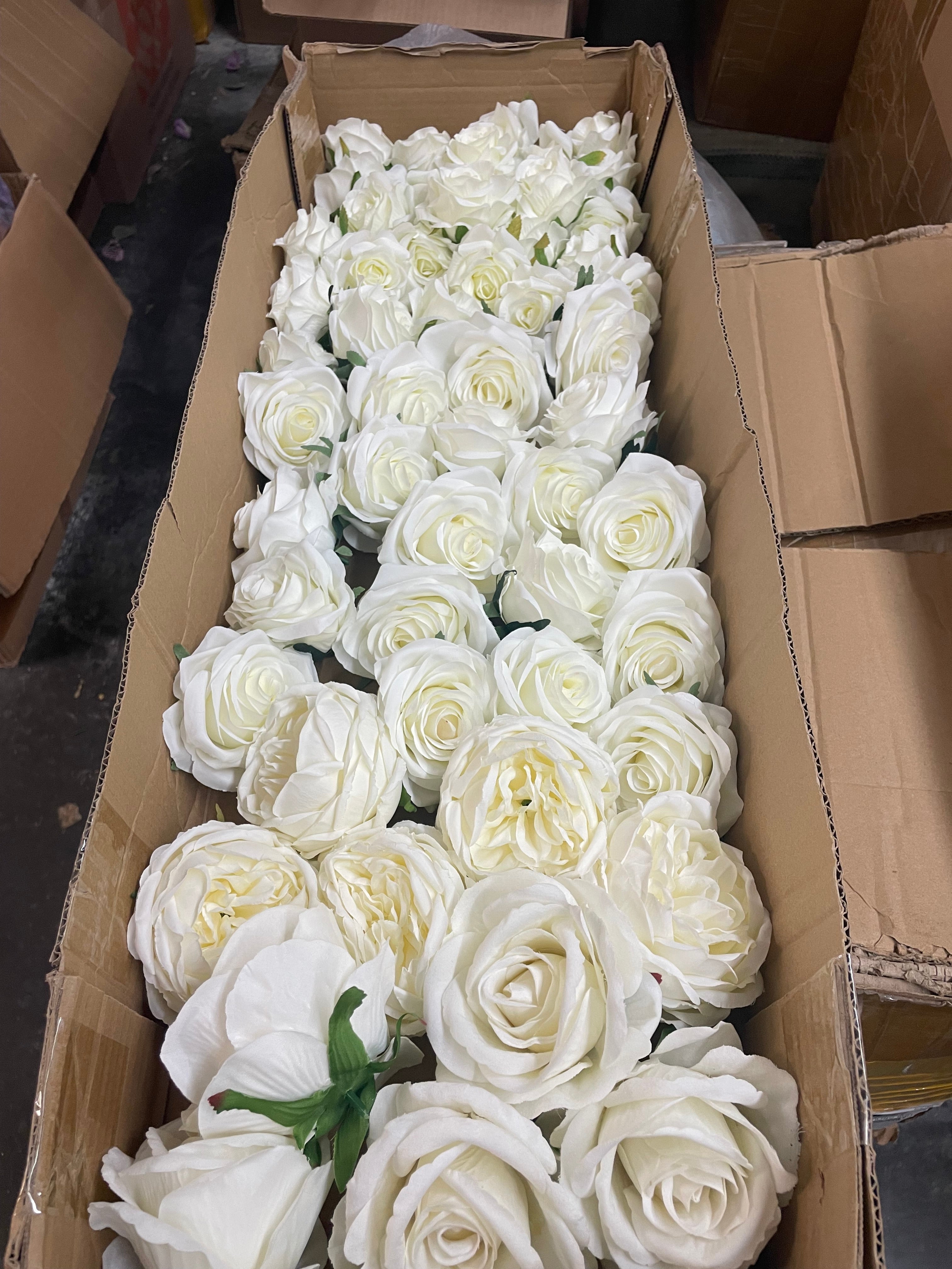 50 PCS All White Assorted Artificial Flower Heads B – Roses