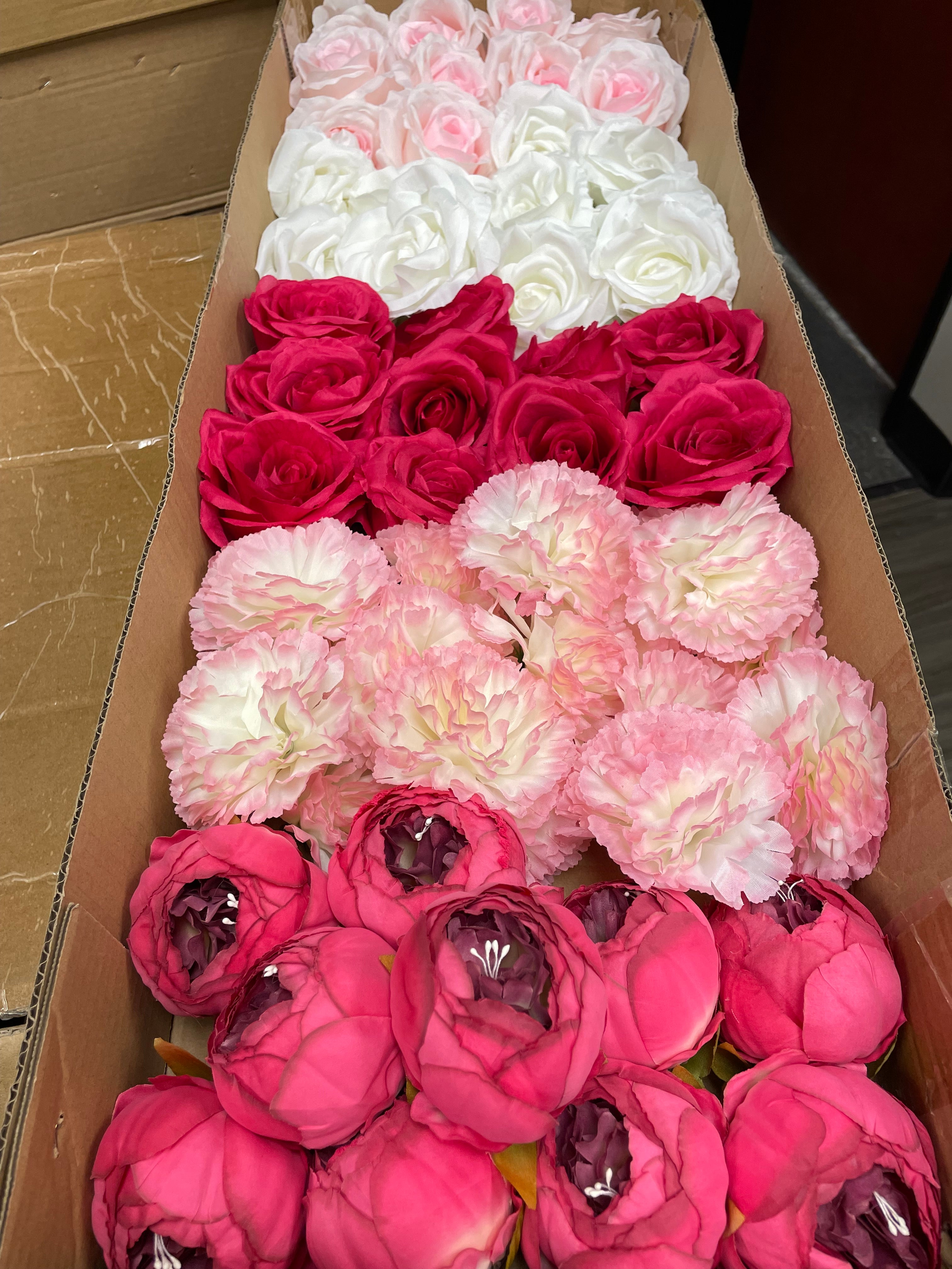 60/70 PCS Artificial Flower Heads (AS4), Mixed Colors for Wedding & DIY Decor