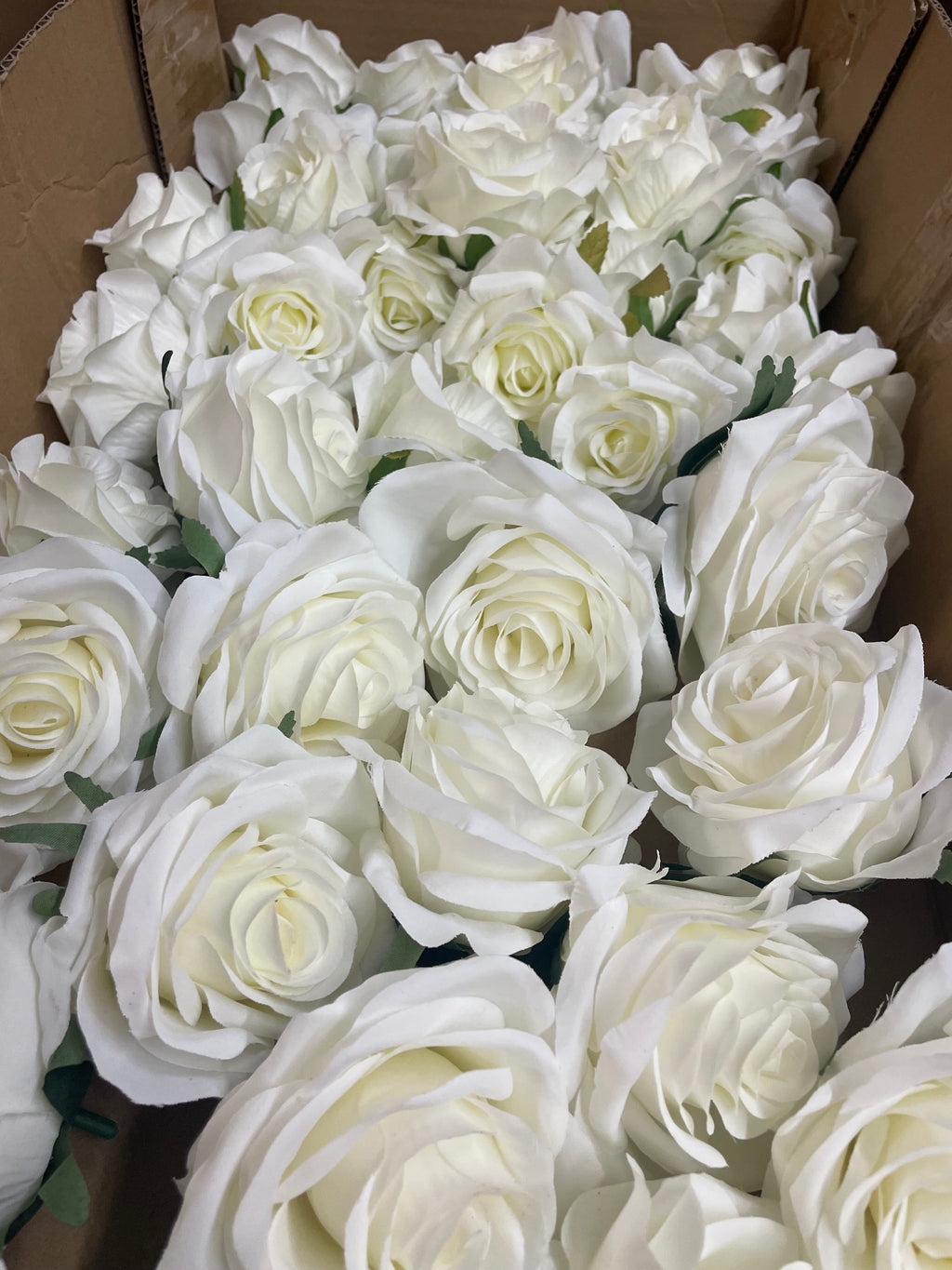 50 PCS All White Assorted Artificial Flower Heads B – Roses