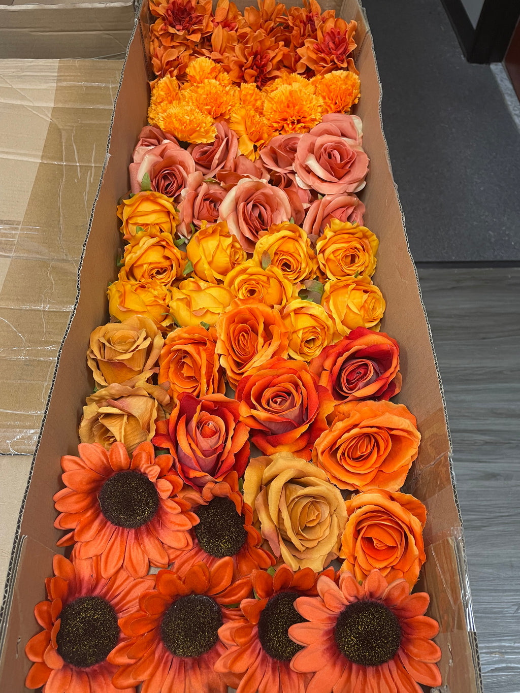 Artificial Flower Head Without Stems (FS3) Orange