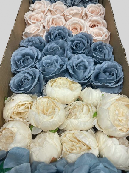 50/60 PCS Artificial Flower Heads(DS2), Mixed Colors for Wedding & DIY Decor