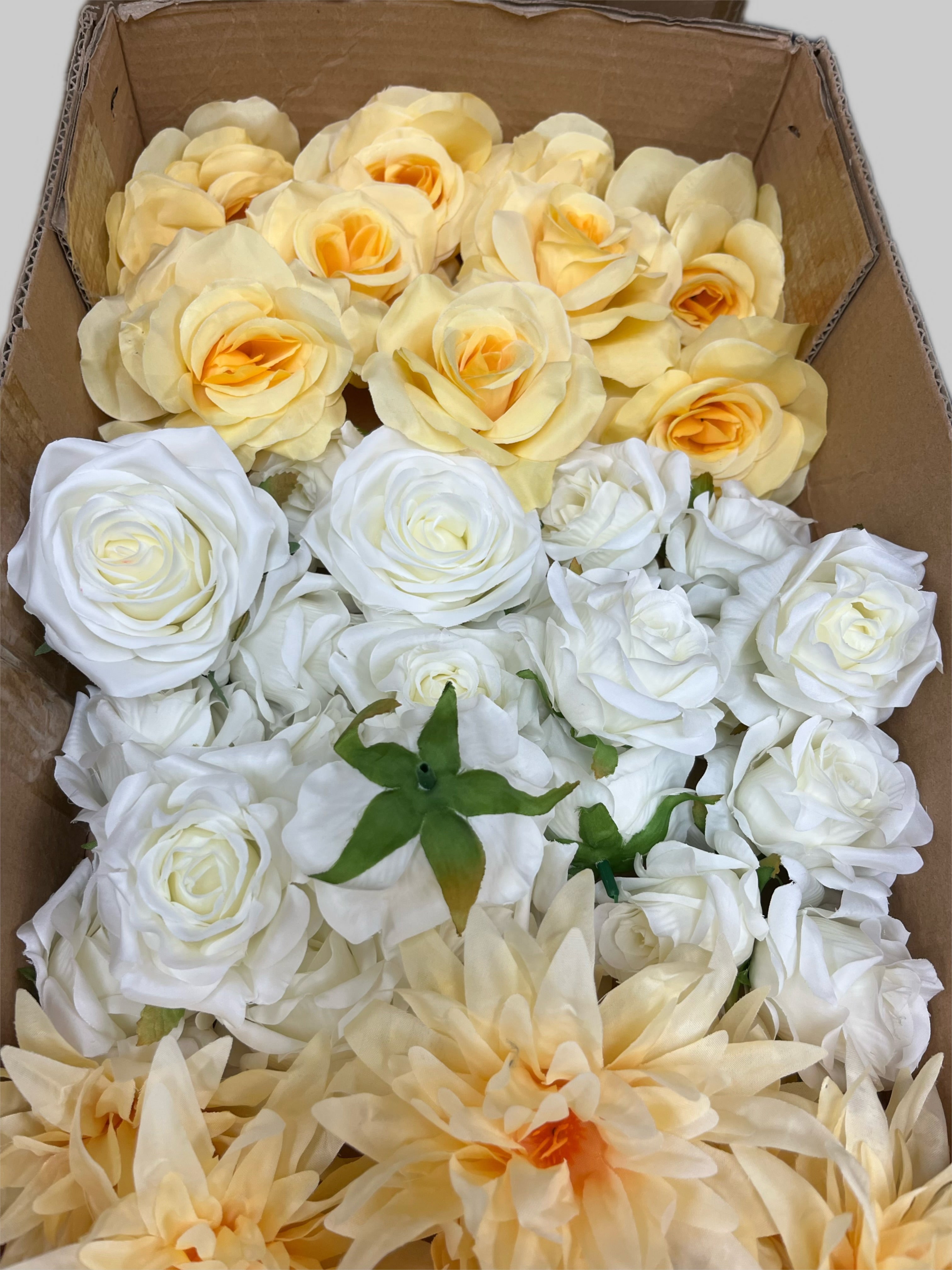 60/70 PCS Artificial Flower Heads (YS3), Mixed Colors for Wedding & DIY Decor