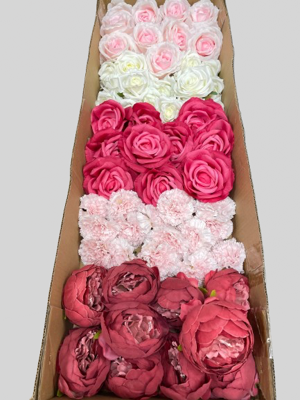 50/60 PCS Artificial Flower Heads (AS1AC), Mixed Colors for Wedding & DIY Decor