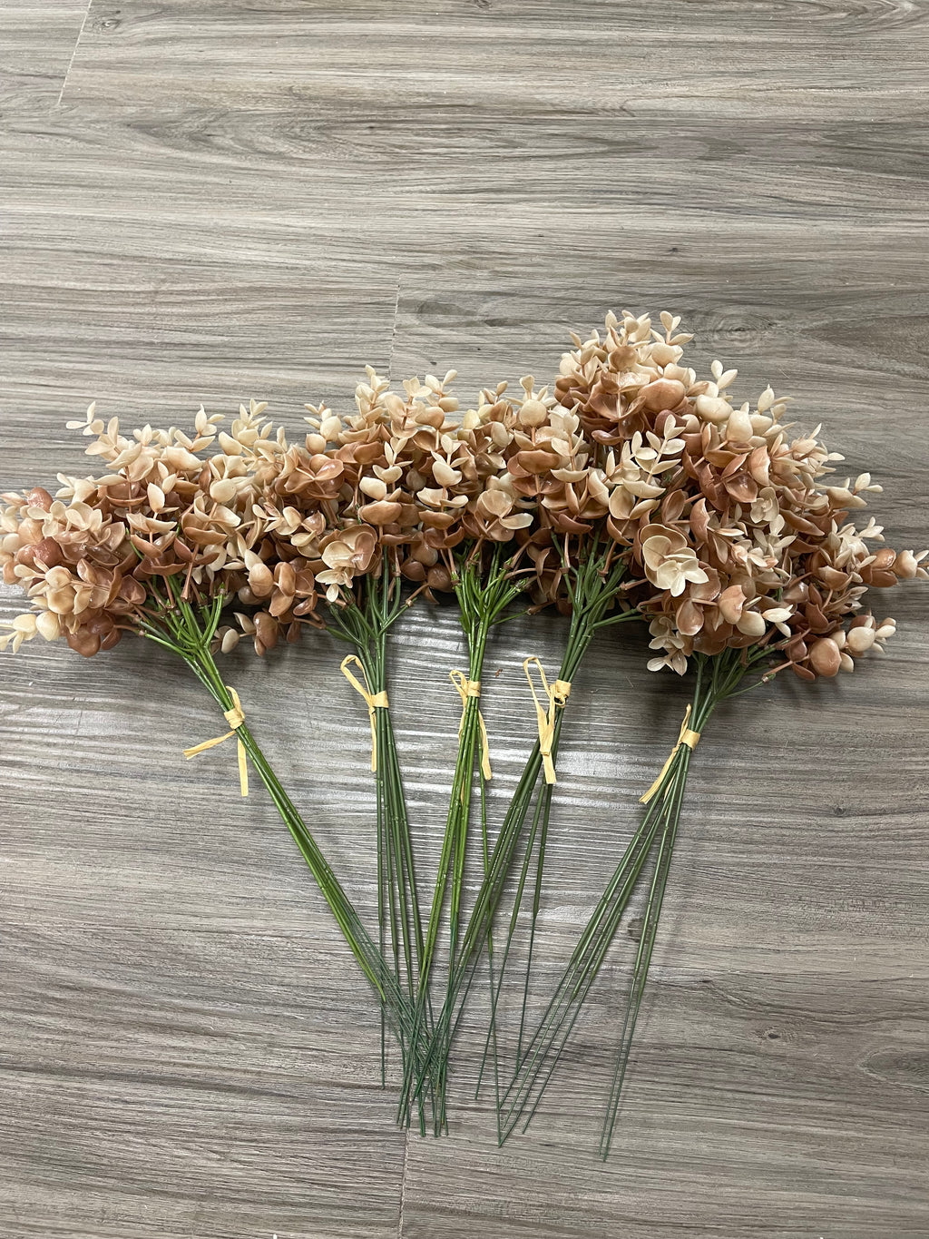 3Bunches/5Bunches Artificial Eucalyptus Stems, Warm Beige & Caramel, Wedding, Bouquet & Fall Decor (AF1)