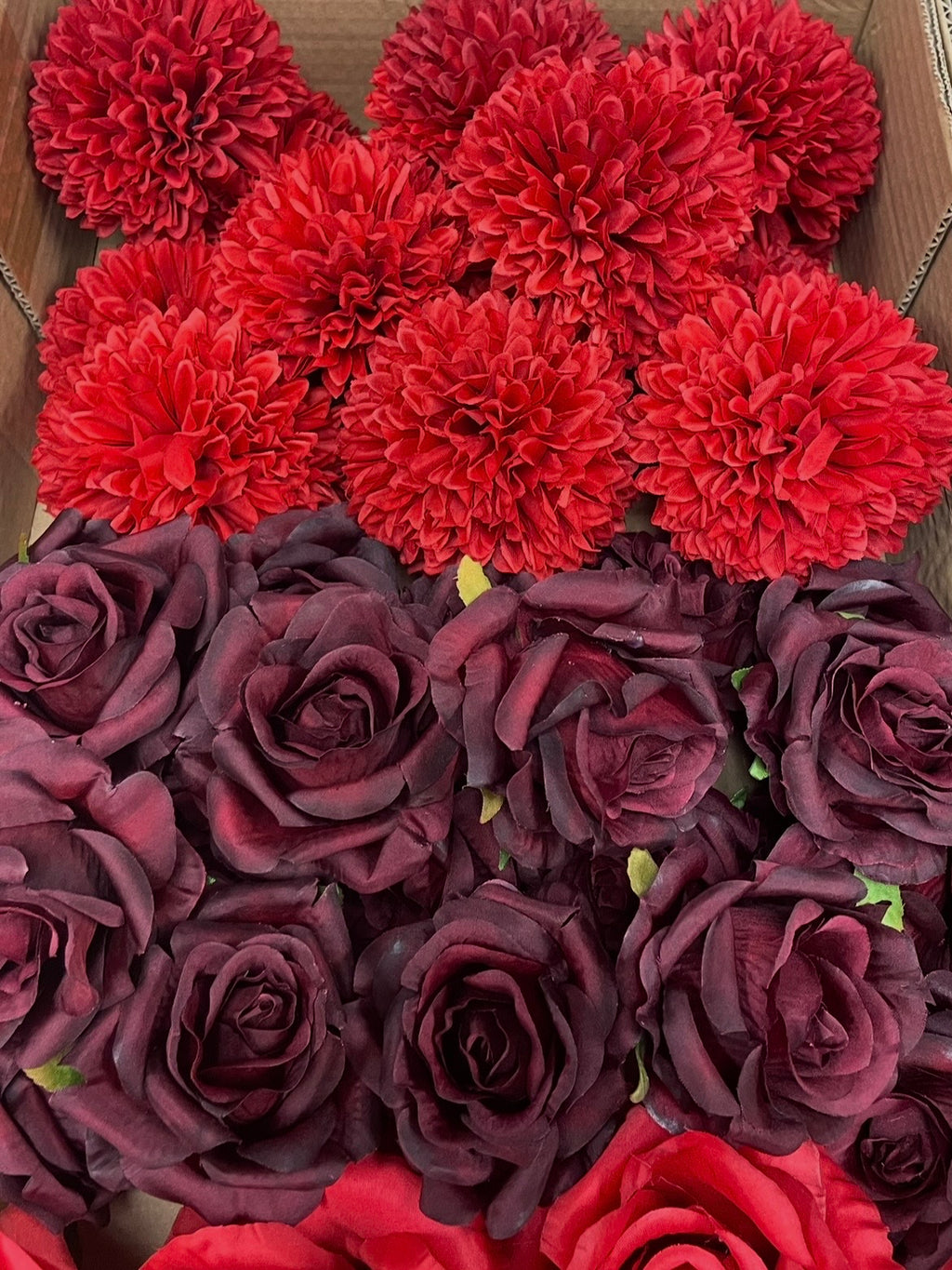 50/60 PCS Artificial Flower Heads (RB1E), Mixed Colors for Wedding & DIY Decor