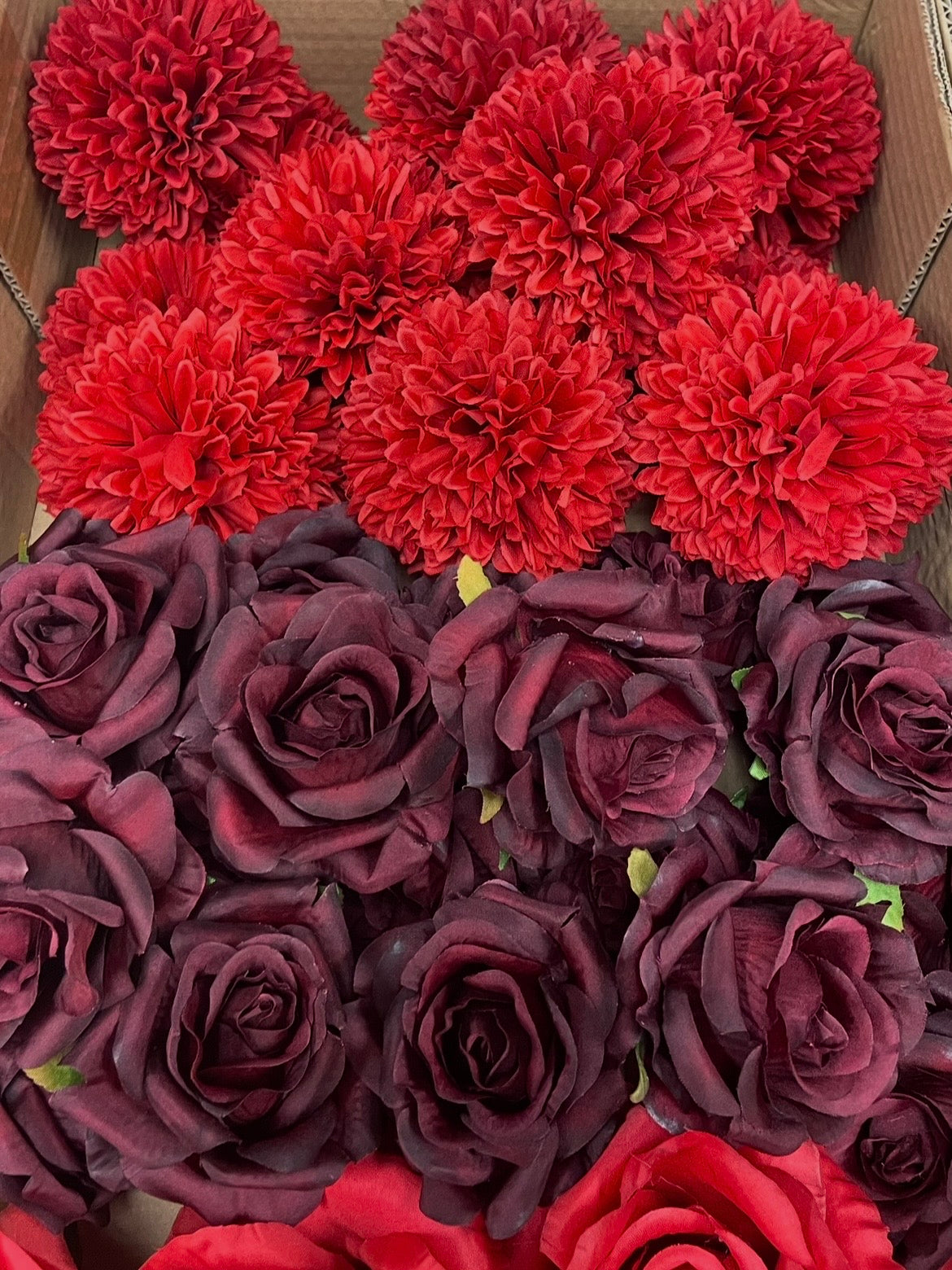 50/60 PCS Artificial Flower Heads (RB1E), Mixed Colors for Wedding & DIY Decor