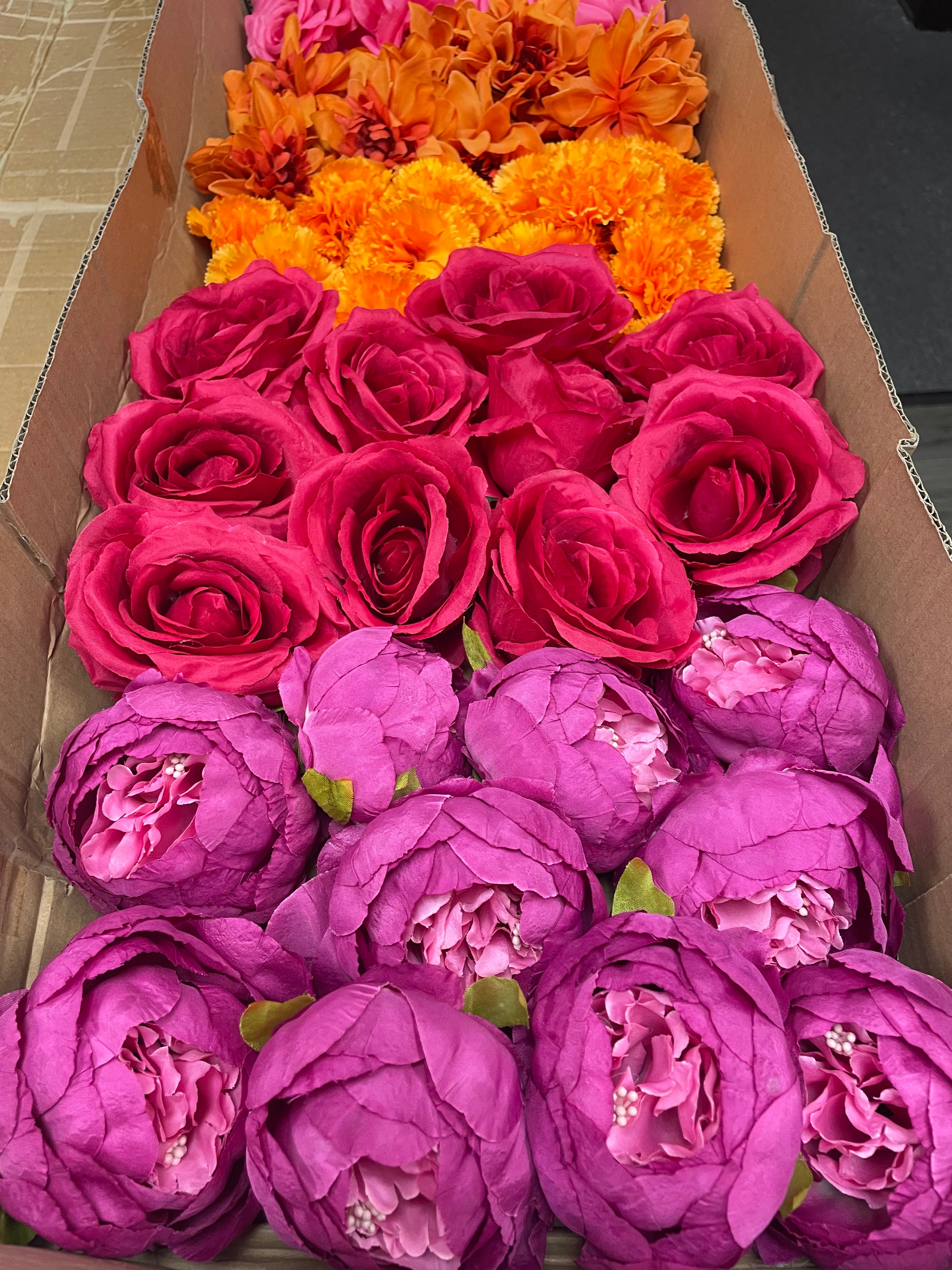 60/70 PCS Artificial Flower Heads, Mixed Colors for Wedding & DIY Decor (JS3)