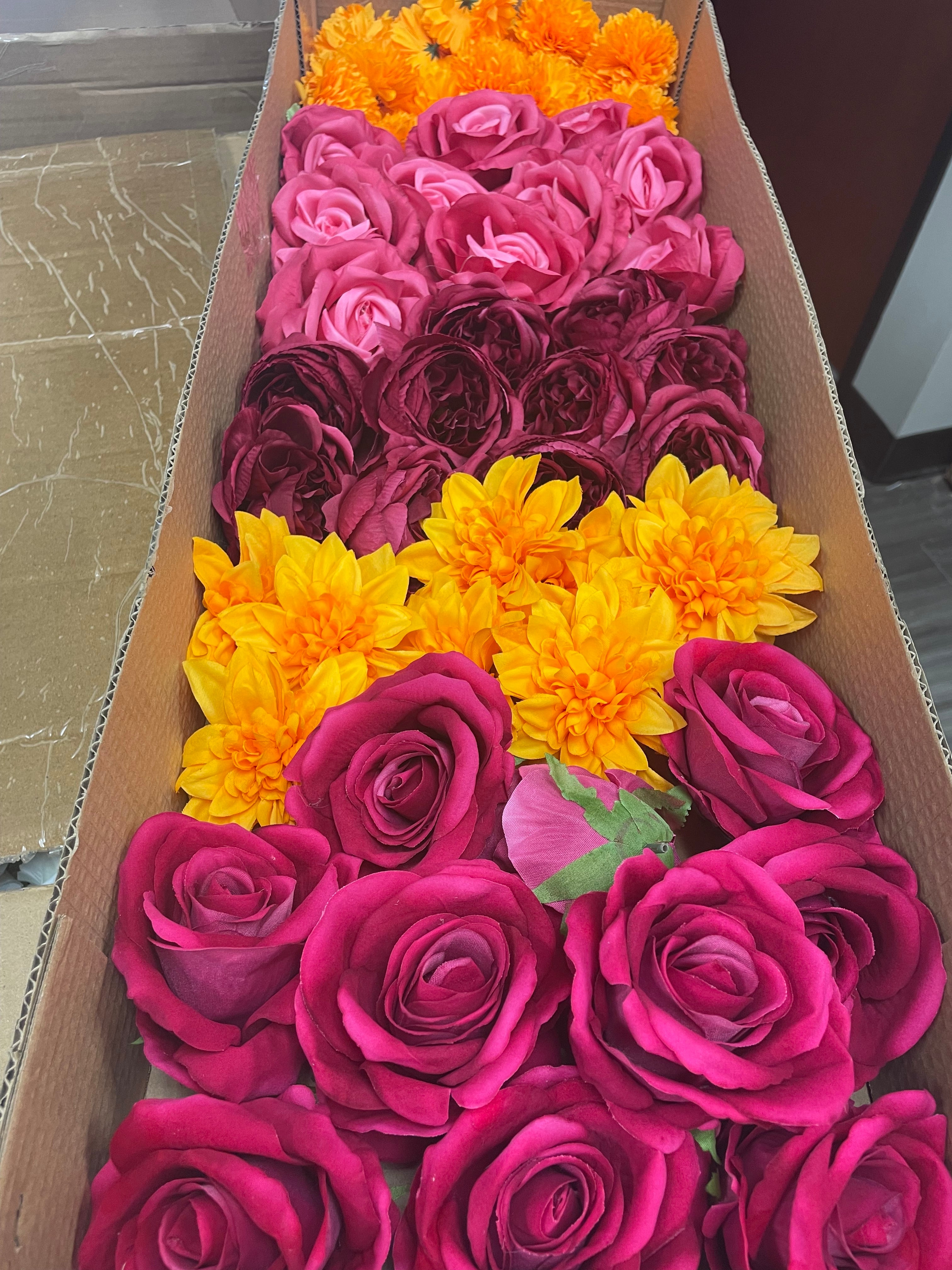 60/70 PCS Artificial Flower Heads, Mixed Colors for Wedding & DIY Decor (JS5)