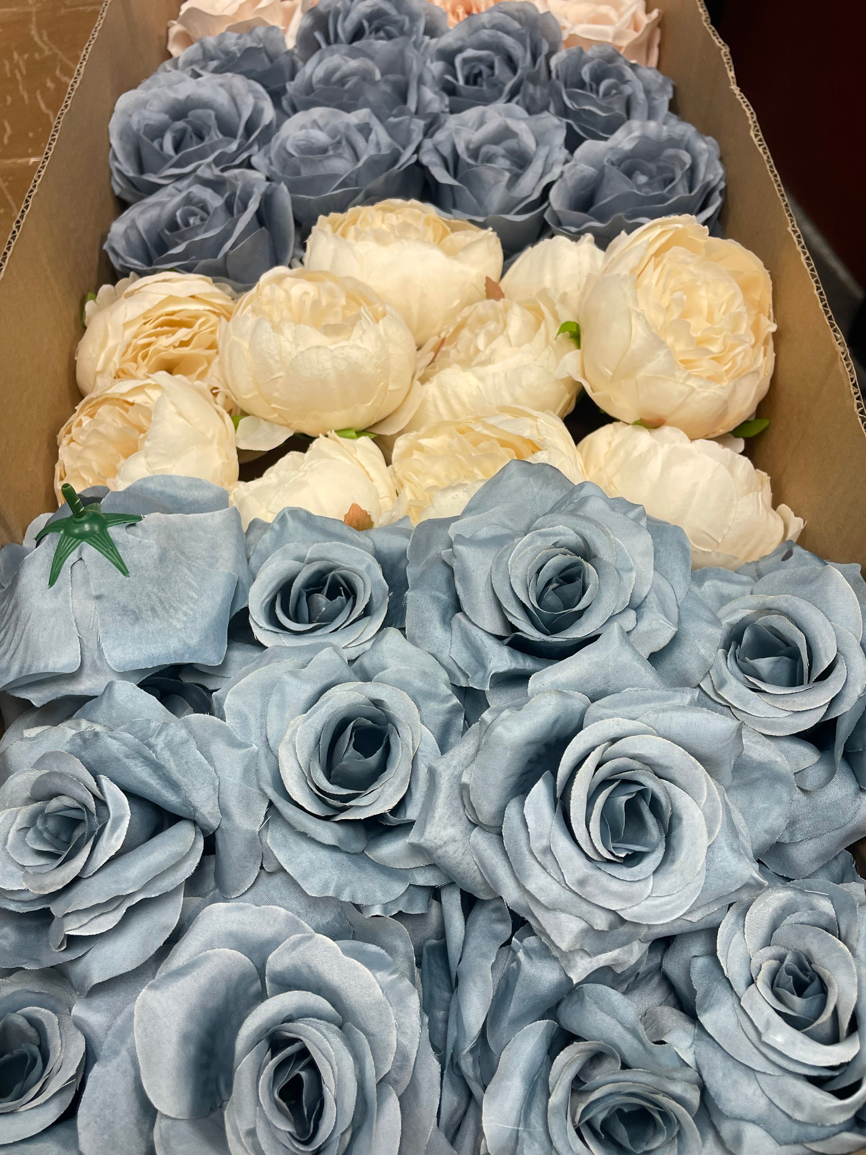 60/70 PCS Artificial Flower Heads(DS4), Mixed Colors for Wedding & DIY Decor