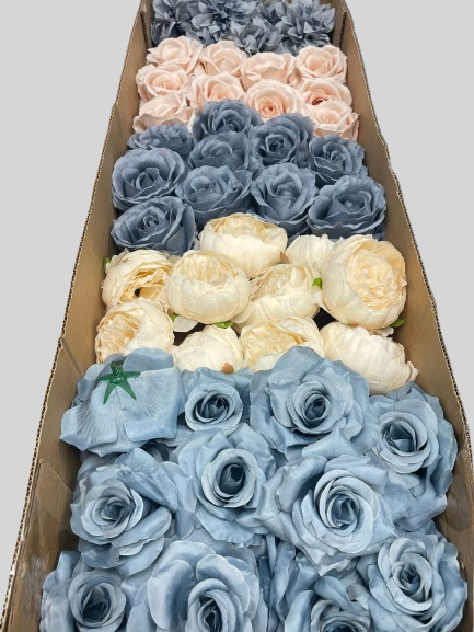 50/60 PCS Artificial Flower Heads(DS2), Mixed Colors for Wedding & DIY Decor
