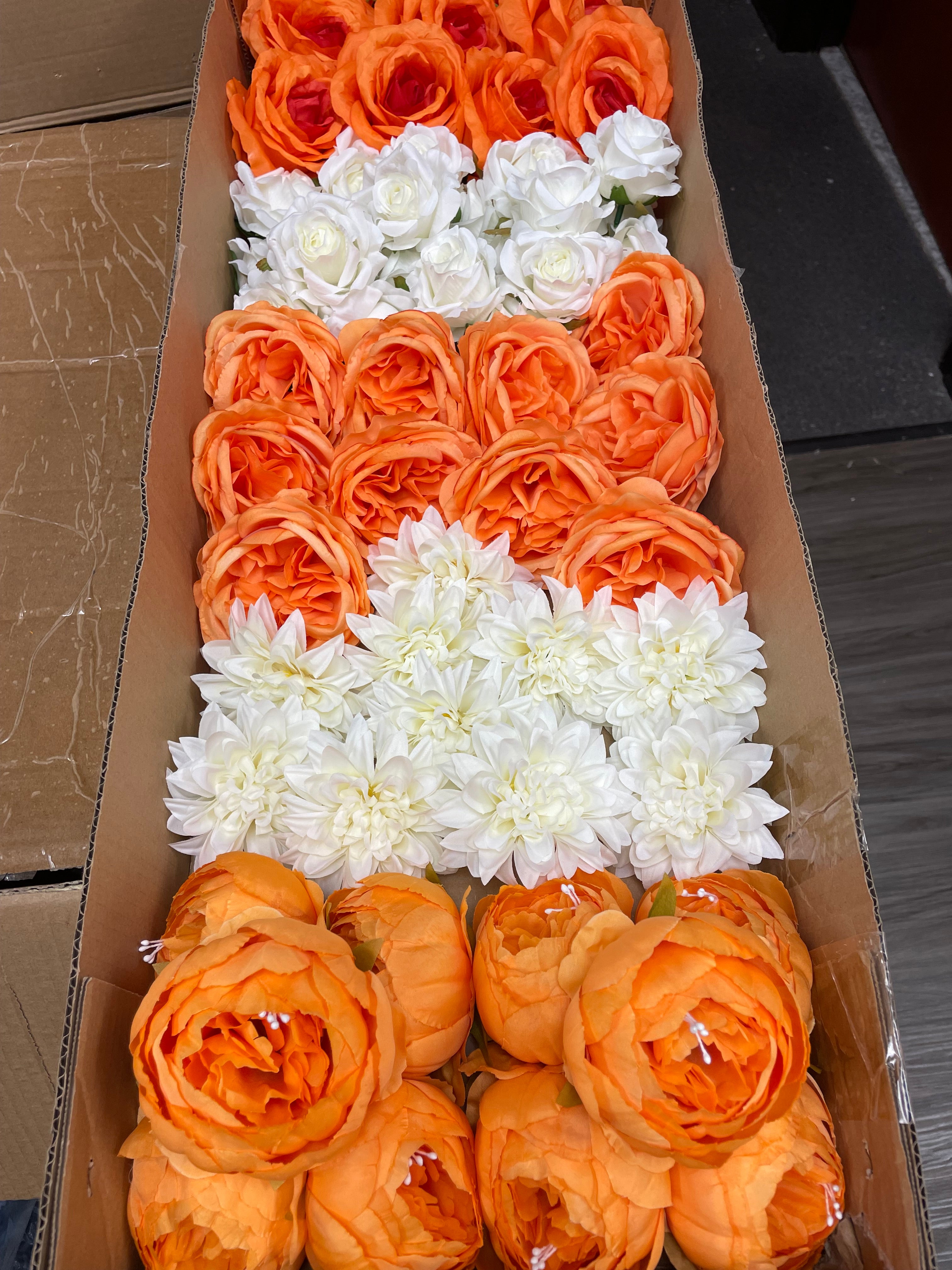 60/70 PCS Artificial Flower Heads(FS4) – Mixed Colors for Wedding & DIY Decor