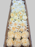 60 PCS All Yellow Assorted Artificial Flower Heads C – Peonies & Flame Chrysanthemums