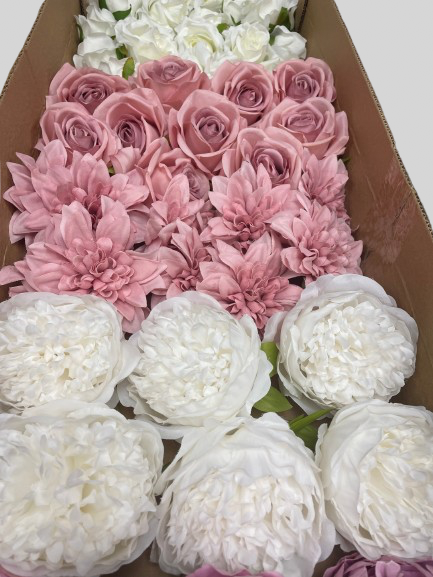 50/60 PCS Artificial Flower Heads(GS2) – Mixed Colors for Wedding & DIY Decor