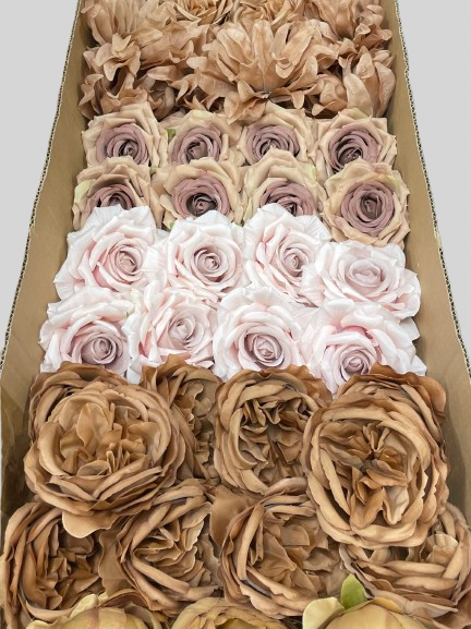 50/60 PCS Artificial Flower Heads (GC1), Mixed Colors for Wedding & DIY Decor