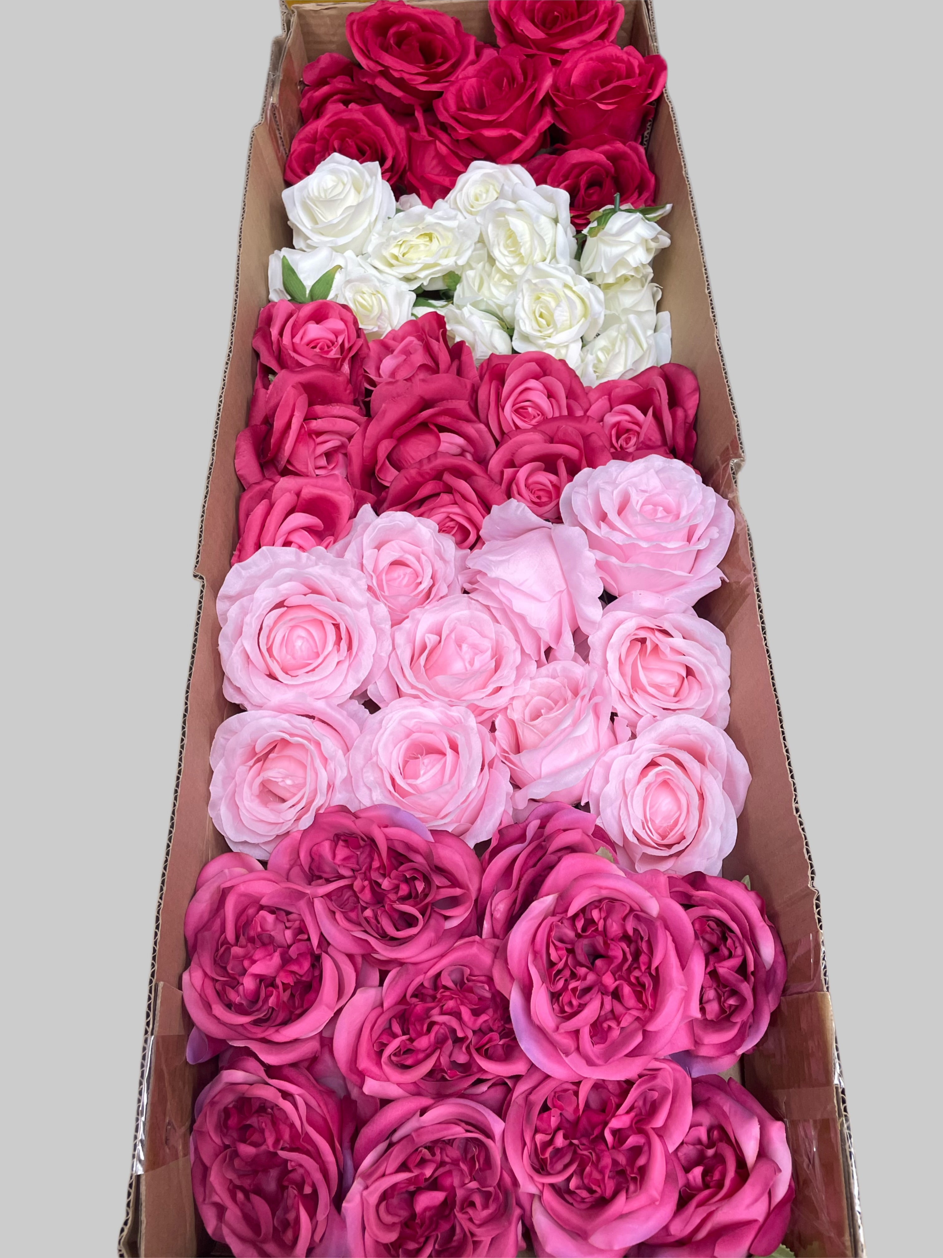 60/70 PCS Artificial Flower Heads (AS6), Mixed Colors for Wedding & DIY Decor