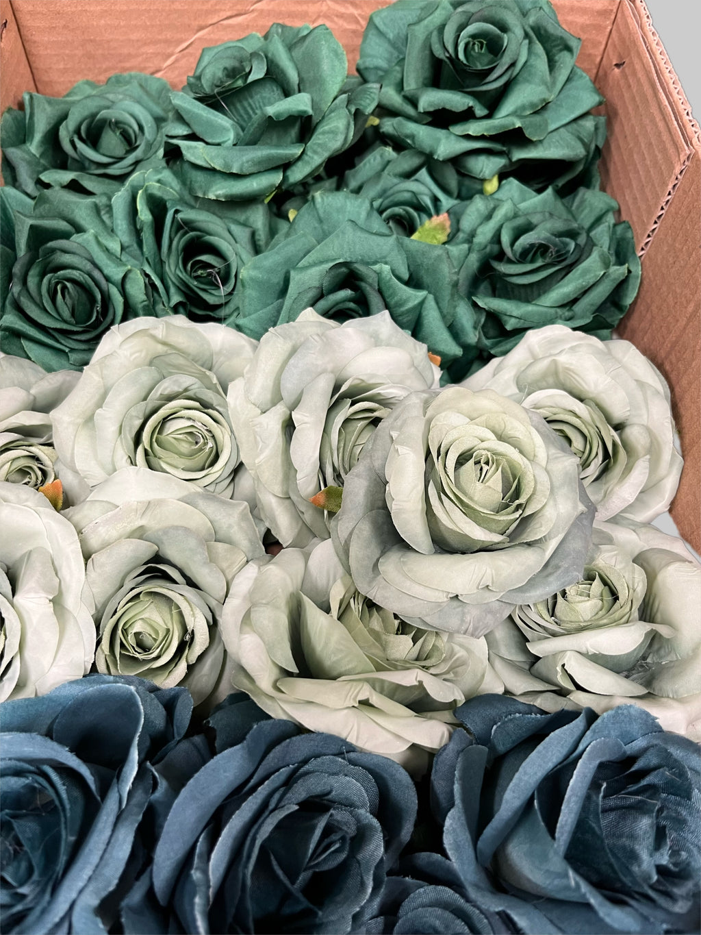 60 PCS All Green Assorted Artificial Flower Heads A – Roses