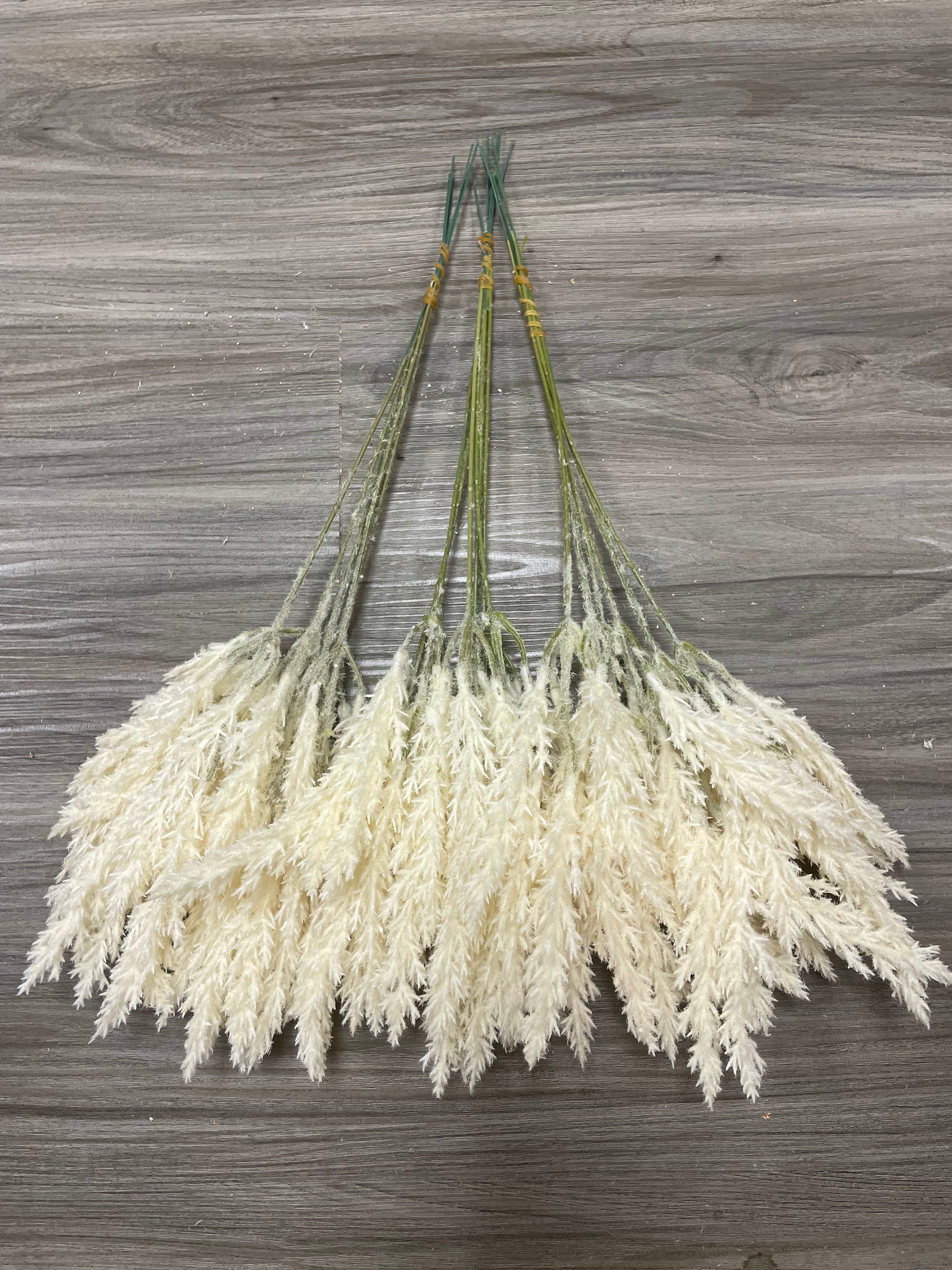 3Bunches/5Bunches Artificial Pampas Grass Stems, Cream White Fluffy Filler, Realistic Dried Look for Wedding & DIY Decor (AF6)