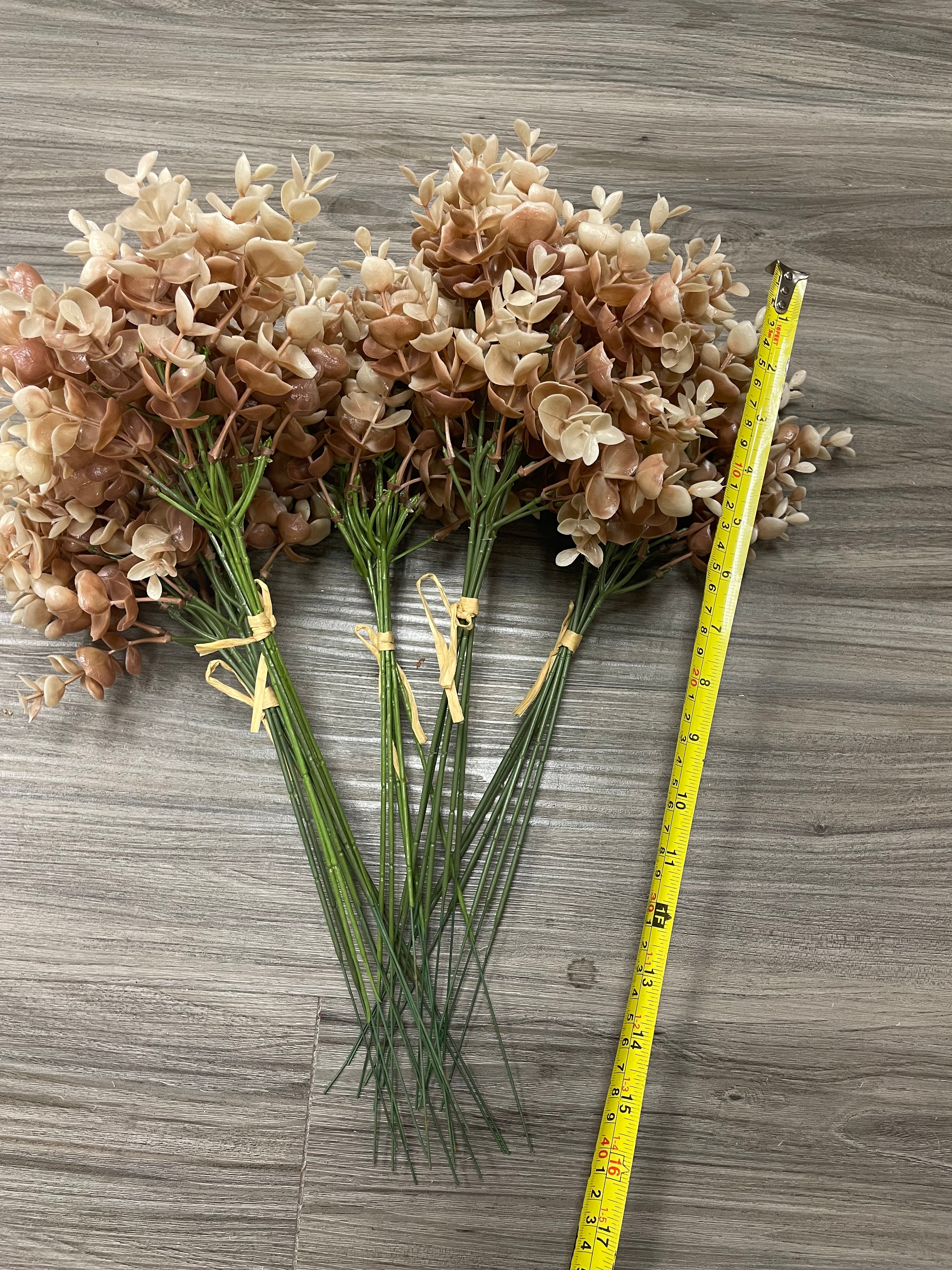 3Bunches/5Bunches Artificial Eucalyptus Stems, Warm Beige & Caramel, Wedding, Bouquet & Fall Decor (AF1)