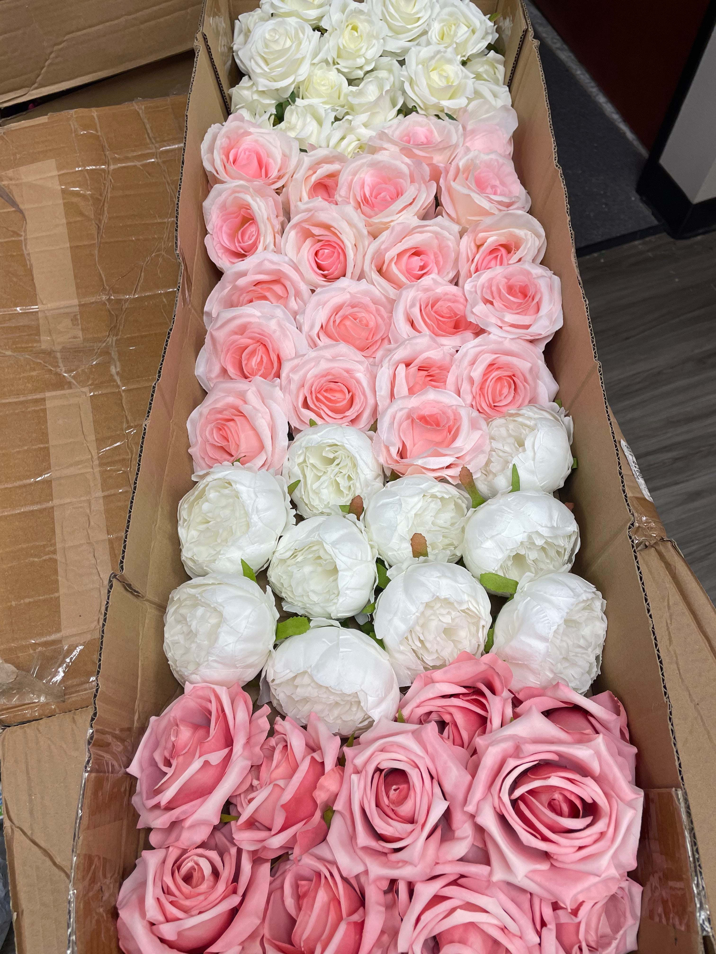 60/70 PCS Artificial Flower Heads, Mixed Colors for Wedding & DIY Decor (PS1)