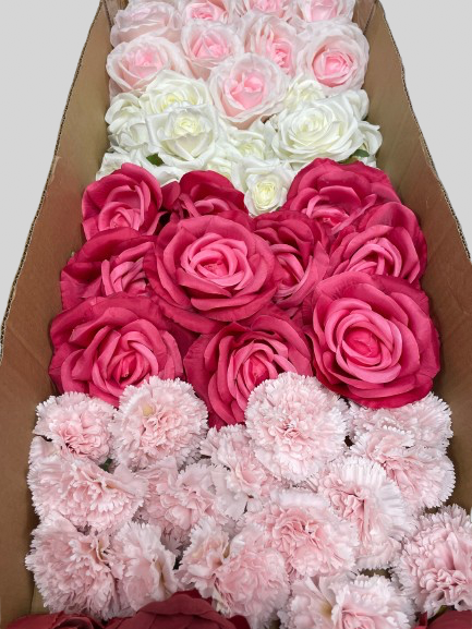50/60 PCS Artificial Flower Heads (AS1AC), Mixed Colors for Wedding & DIY Decor