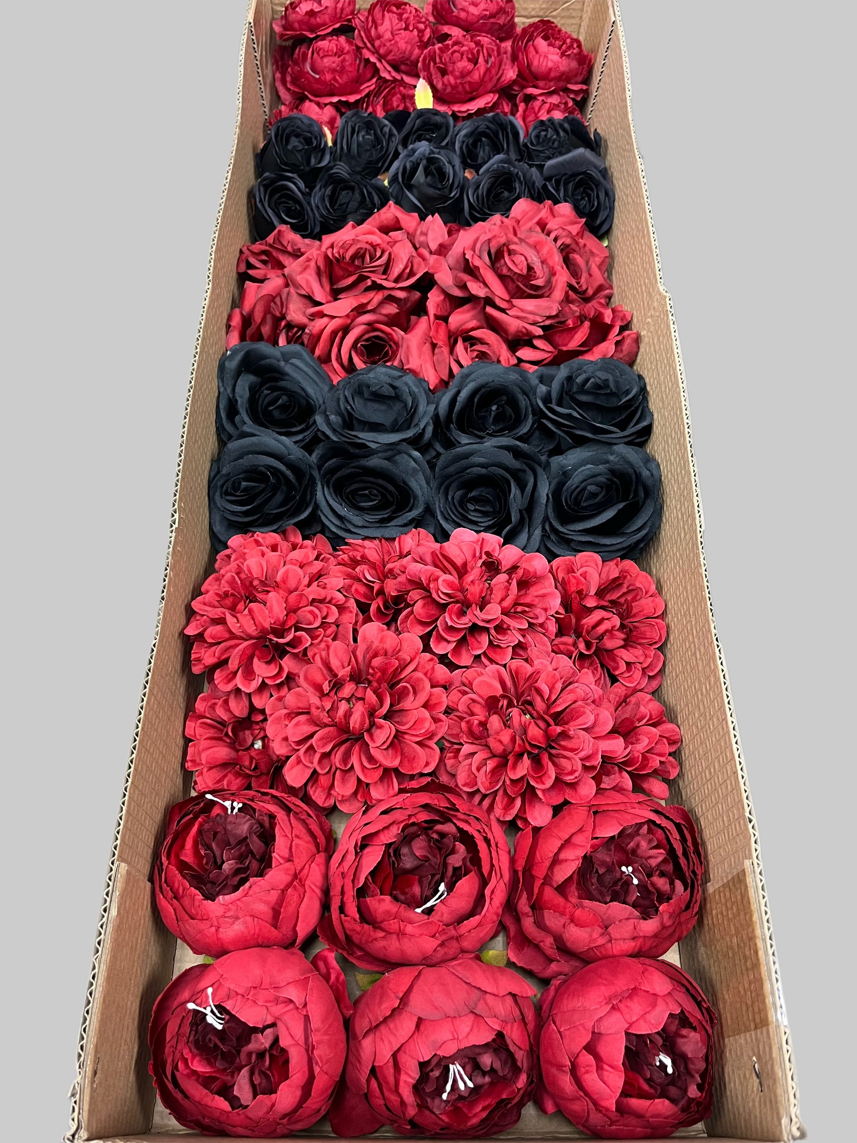 50/60 PCS Artificial Flower Heads (RH1), Mixed Colors for Wedding & DIY Decor