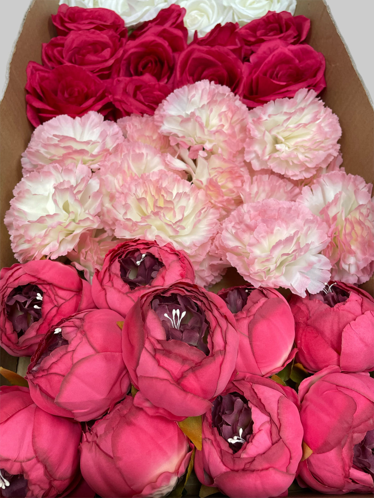 50/60 PCS Artificial Flower Heads (AS4), Mixed Colors for Wedding & DIY Decor