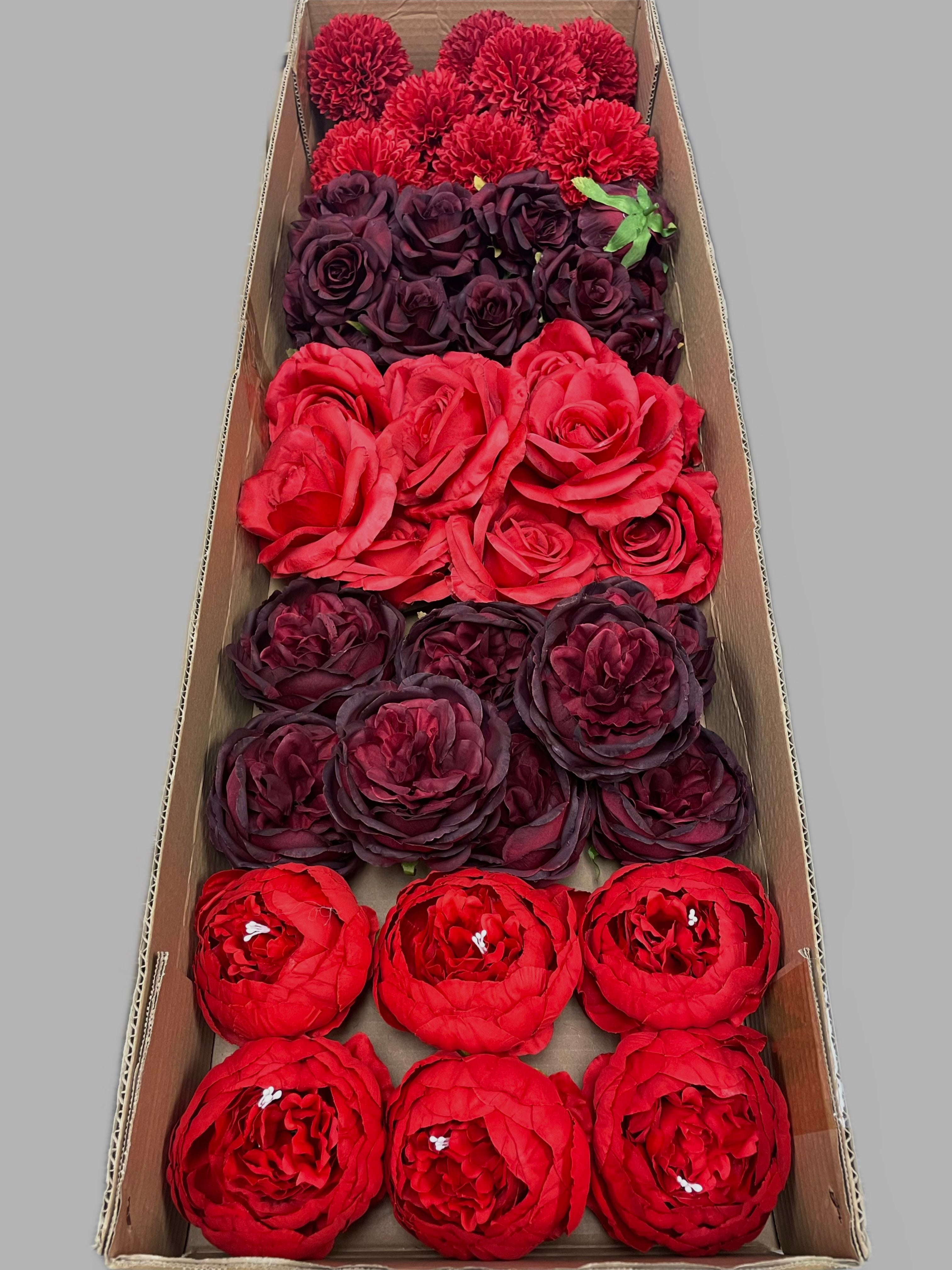50/60 PCS Artificial Flower Heads (RB1E), Mixed Colors for Wedding & DIY Decor