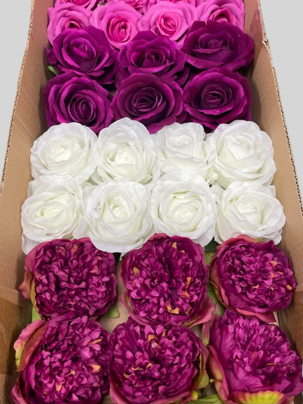 60/70 PCS Artificial Flower Heads (AS7AC), Mixed Colors for Wedding & DIY Decor