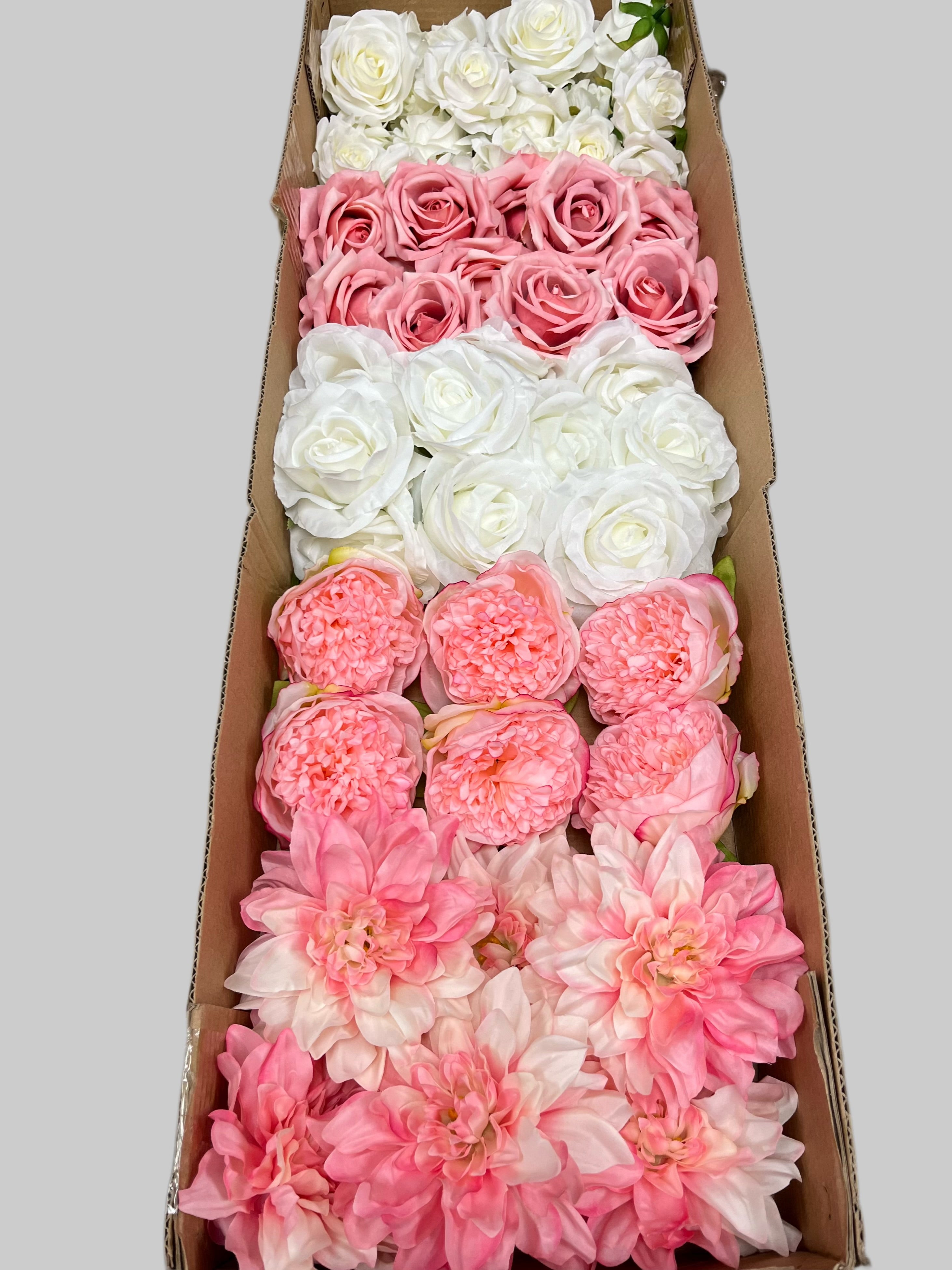 60/70 PCS Artificial Flower Heads (PS4), Mixed Colors for Wedding & DIY Decor