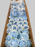 60 PCS All Light Blue  Assorted Artificial Flower Heads C – Roses, Peonies, Orchid