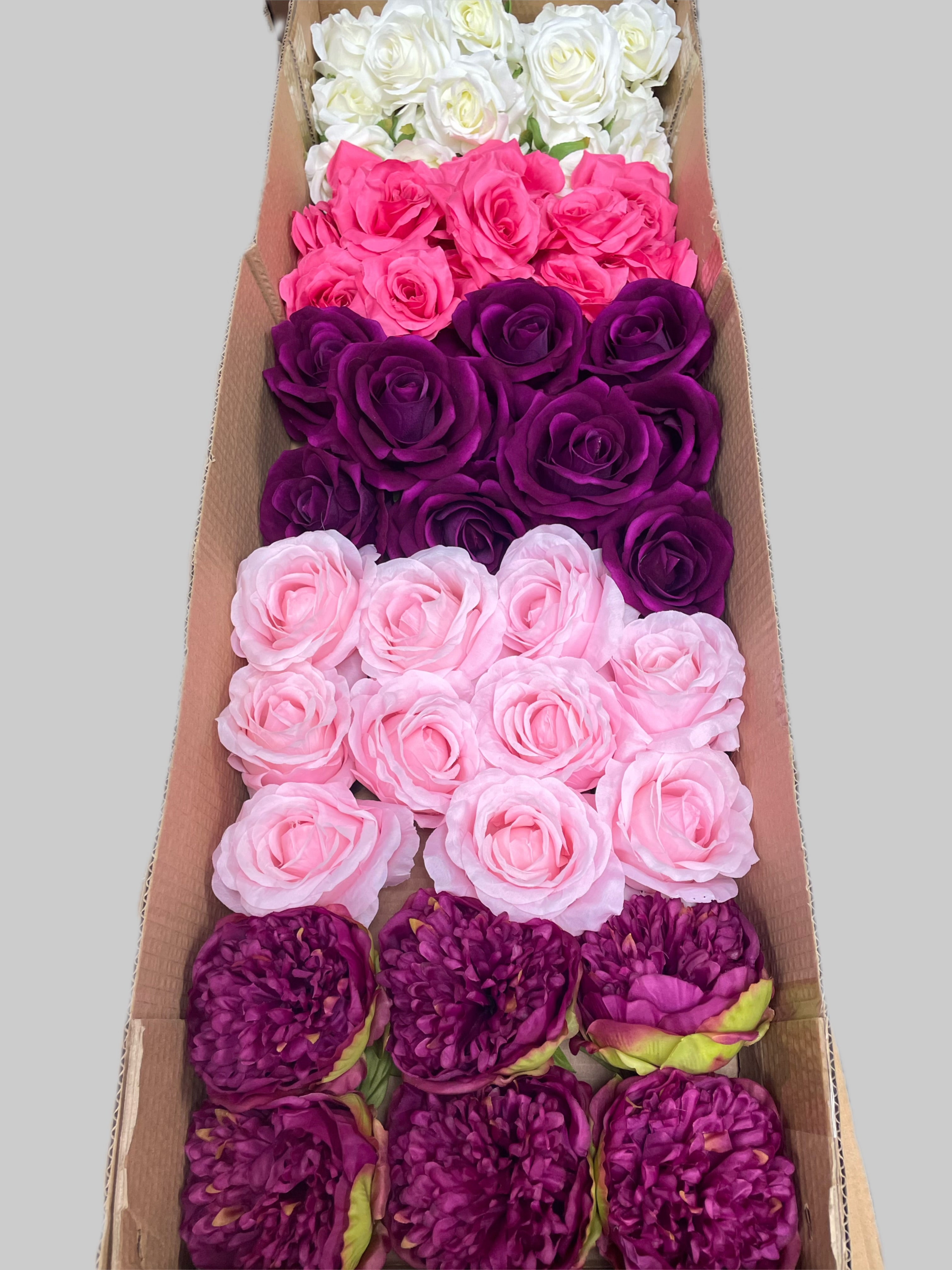 60/70 PCS Artificial Flower Heads (AS7), Mixed Colors for Wedding & DIY Decor