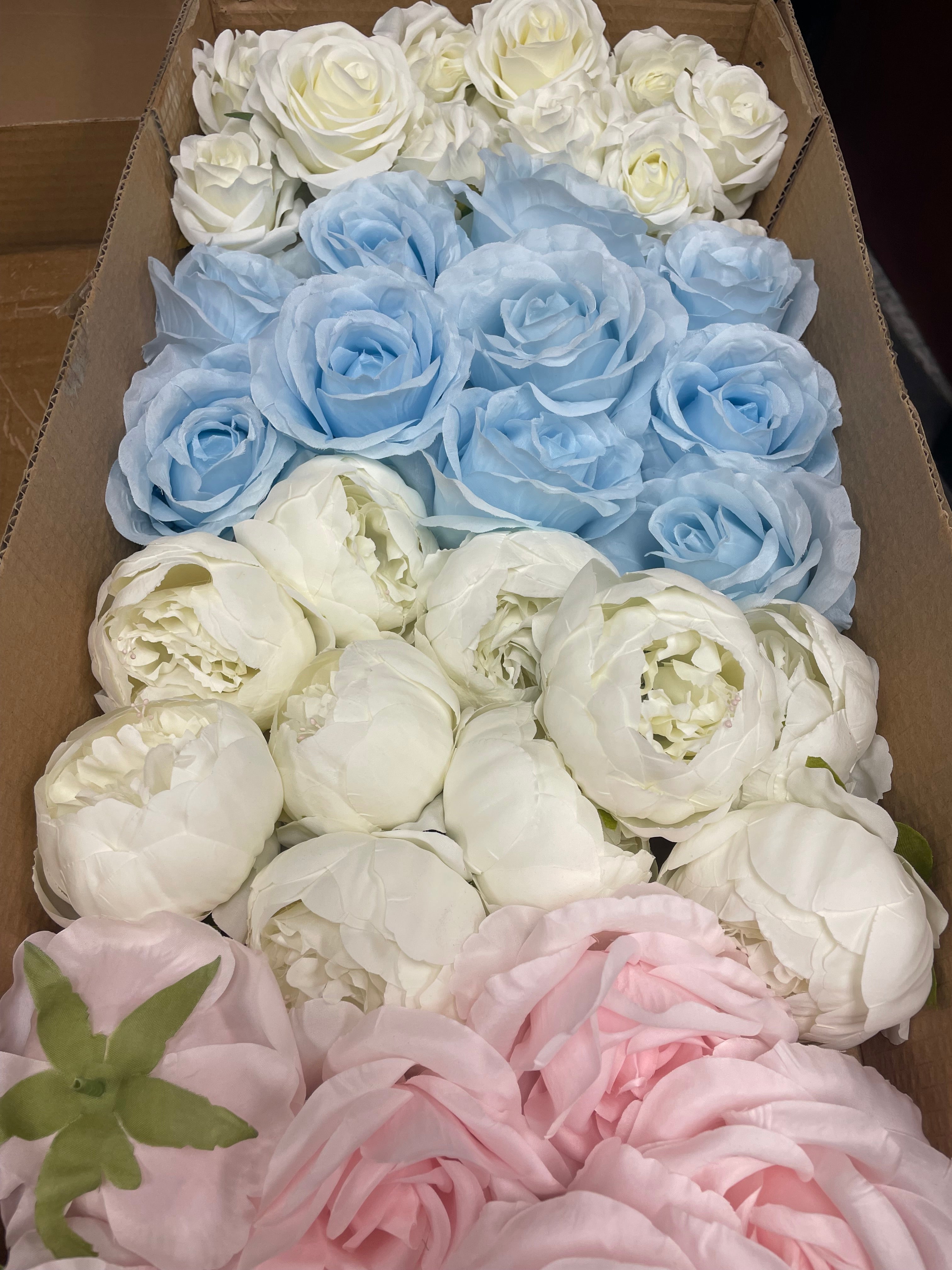 60/70 PCS Artificial Flower Heads(IS3) – Mixed Colors for Wedding & DIY Decor