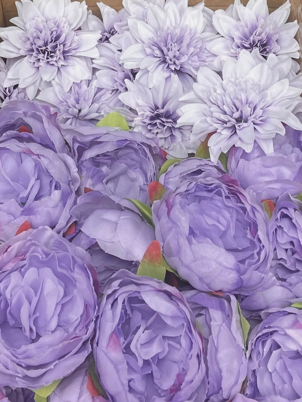 60 PCS All Lavender & Lilac Assorted Artificial Flower Heads (AZ4), Peonies, Rose & Dahlia