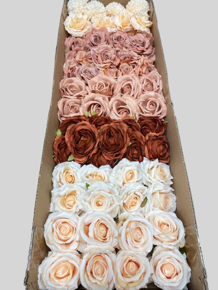 50/60 PCS Artificial Flower Heads (OS2A), Mixed Colors for Wedding & DIY Decor
