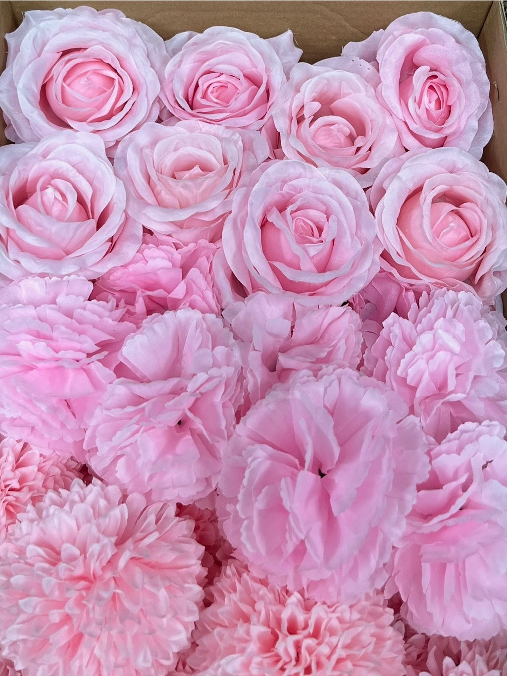 60 PCS All Pink Assorted Artificial Flower Heads (AP1AD1), Peonies, Rose, Dahlia, Carnation