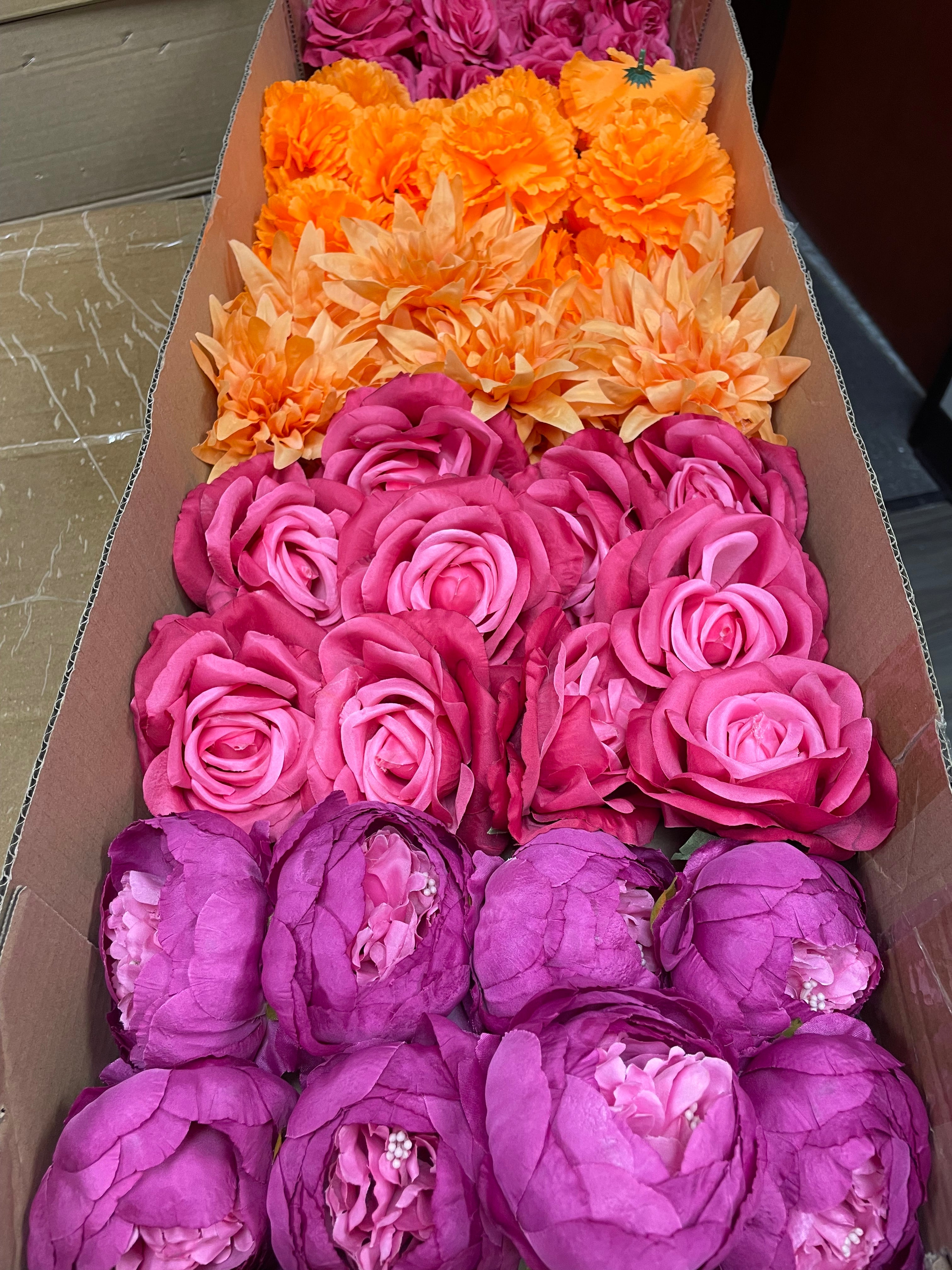 60/70 PCS Artificial Flower Heads(JS3A) – Mixed Colors for Wedding & DIY Decor