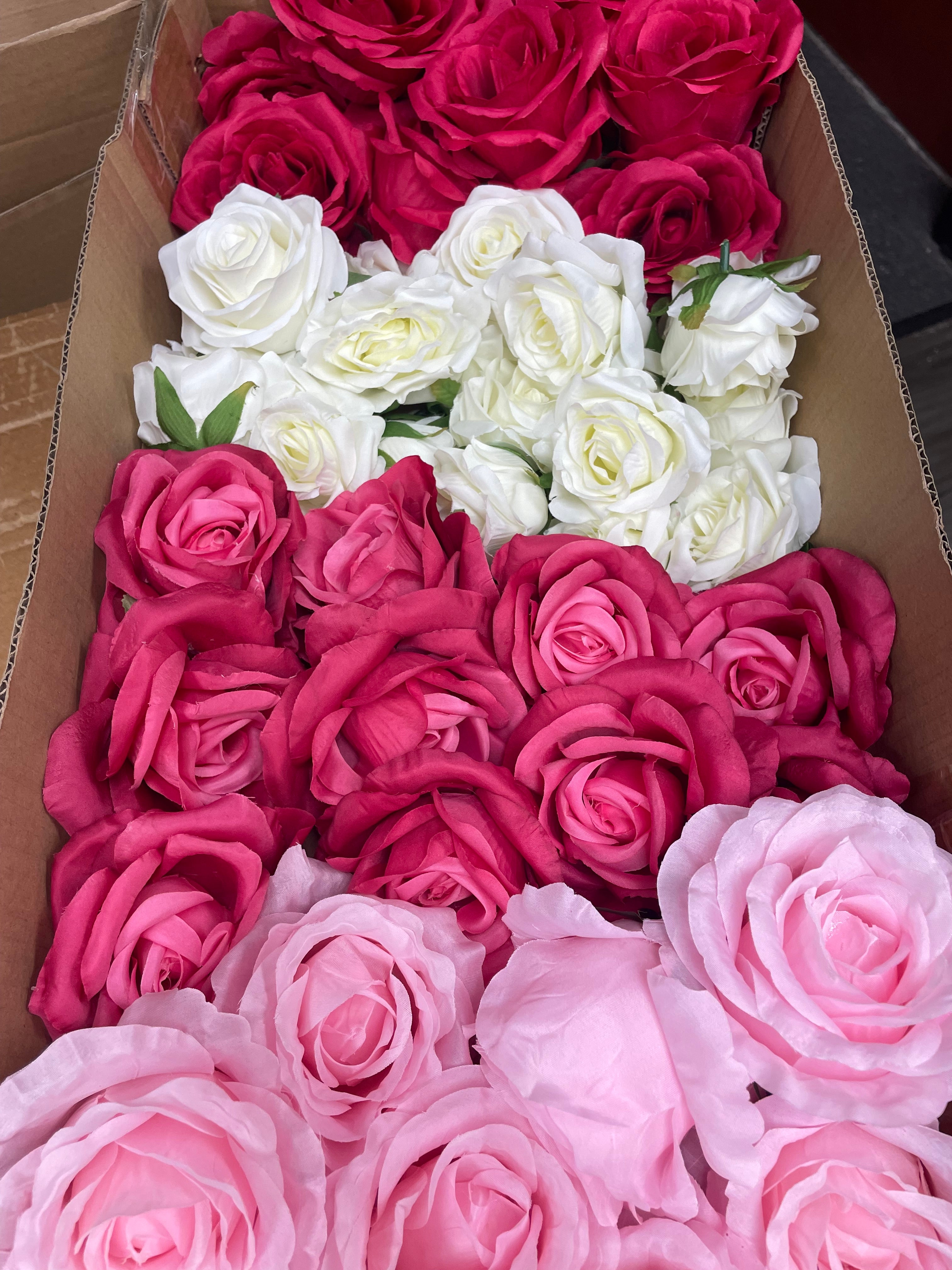 60/70 PCS Artificial Flower Heads (AS6), Mixed Colors for Wedding & DIY Decor