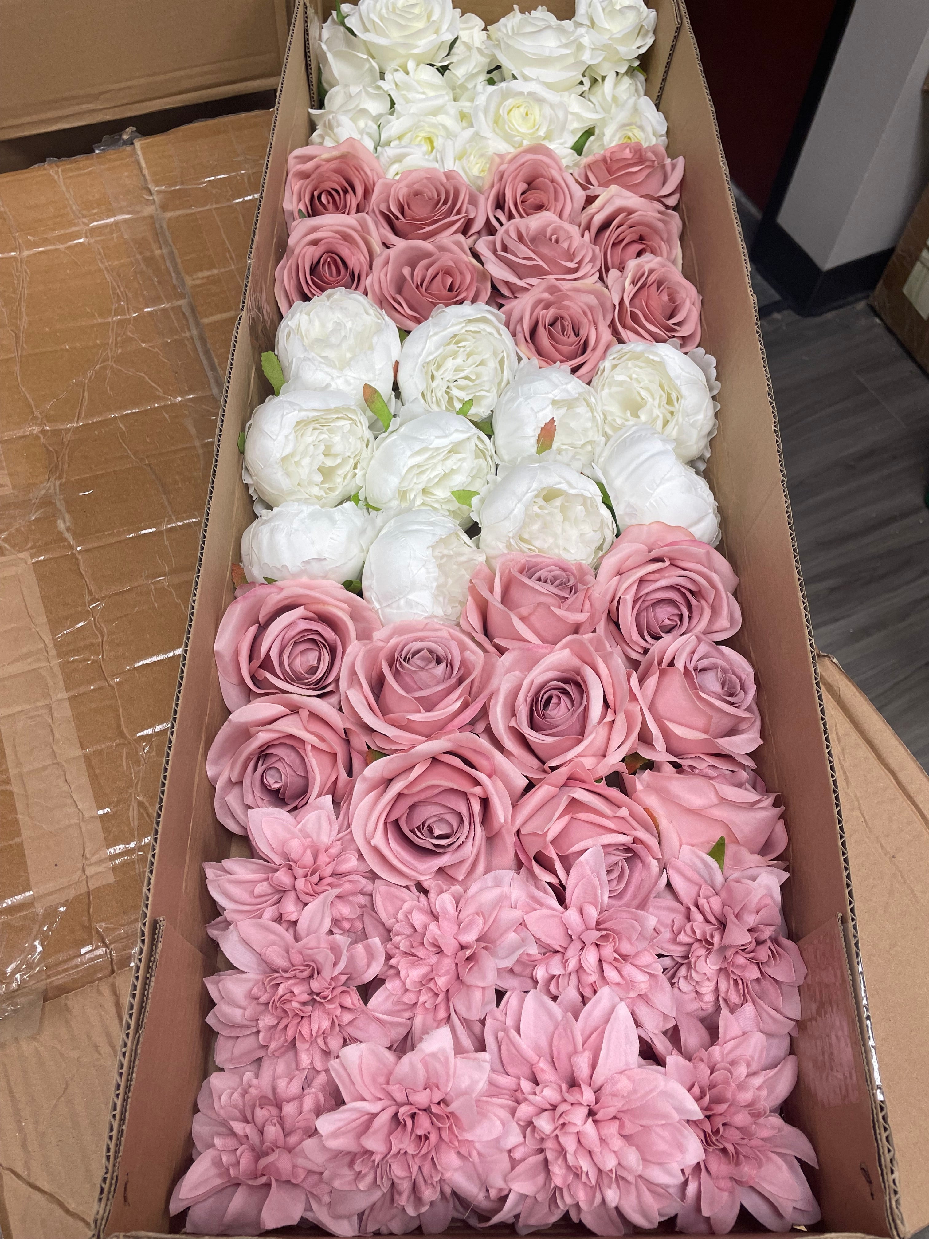 60/70 PCS Artificial Flower Heads(ES2D), Mixed Colors for Wedding & DIY Decor