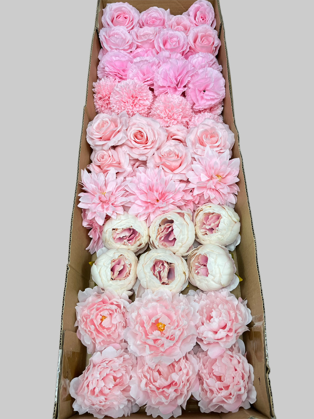 60 PCS All Pink Assorted Artificial Flower Heads (AP1AD3), Peonies, Rose, Dahlia, Carnation