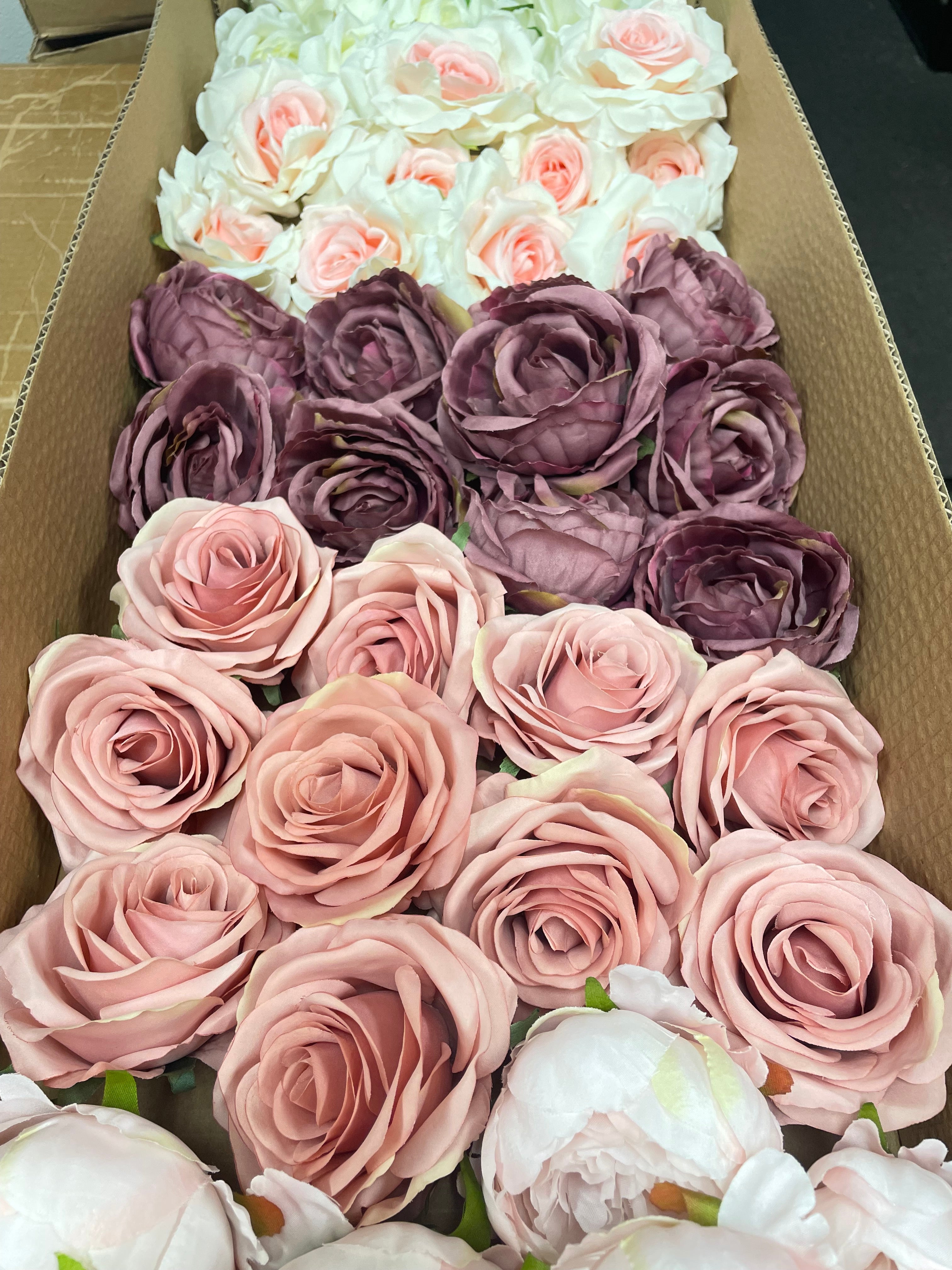60/70 PCS Artificial Flower Heads(ES1)– Mixed Colors for Wedding & DIY Decor